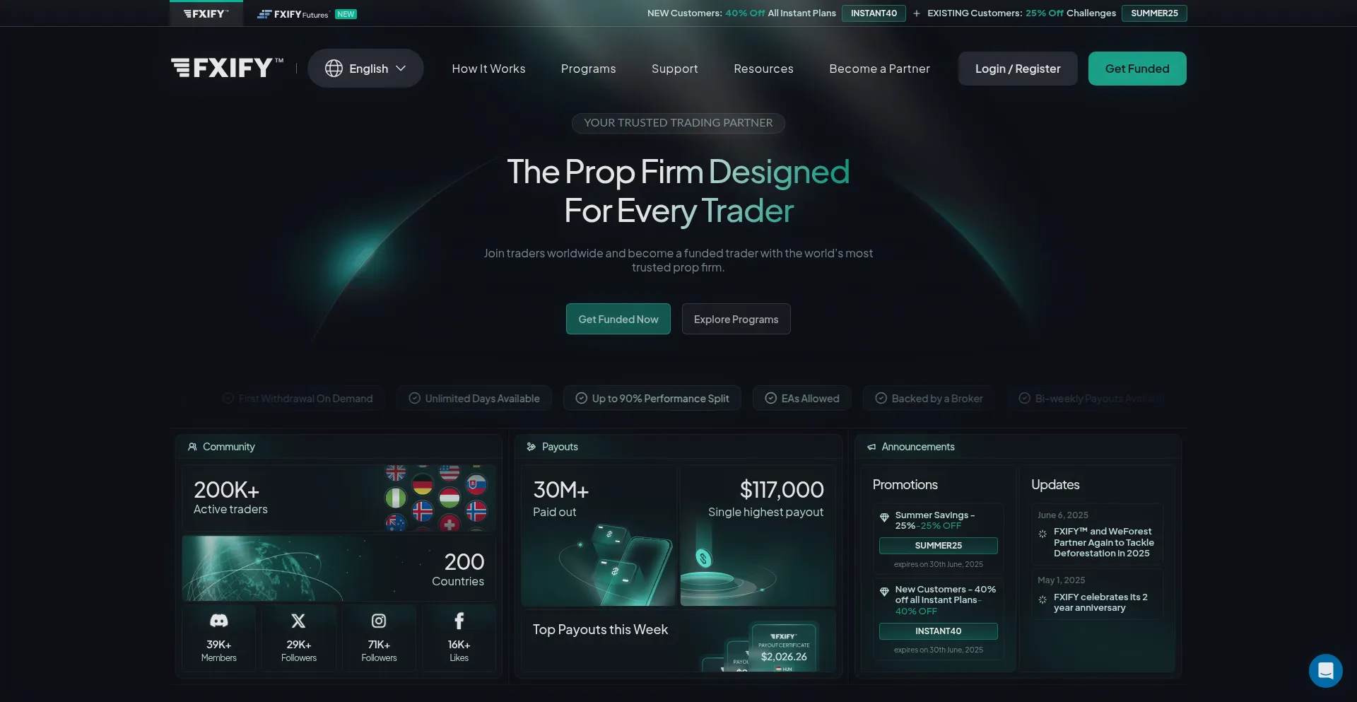 Website screenshot of Fxify.com