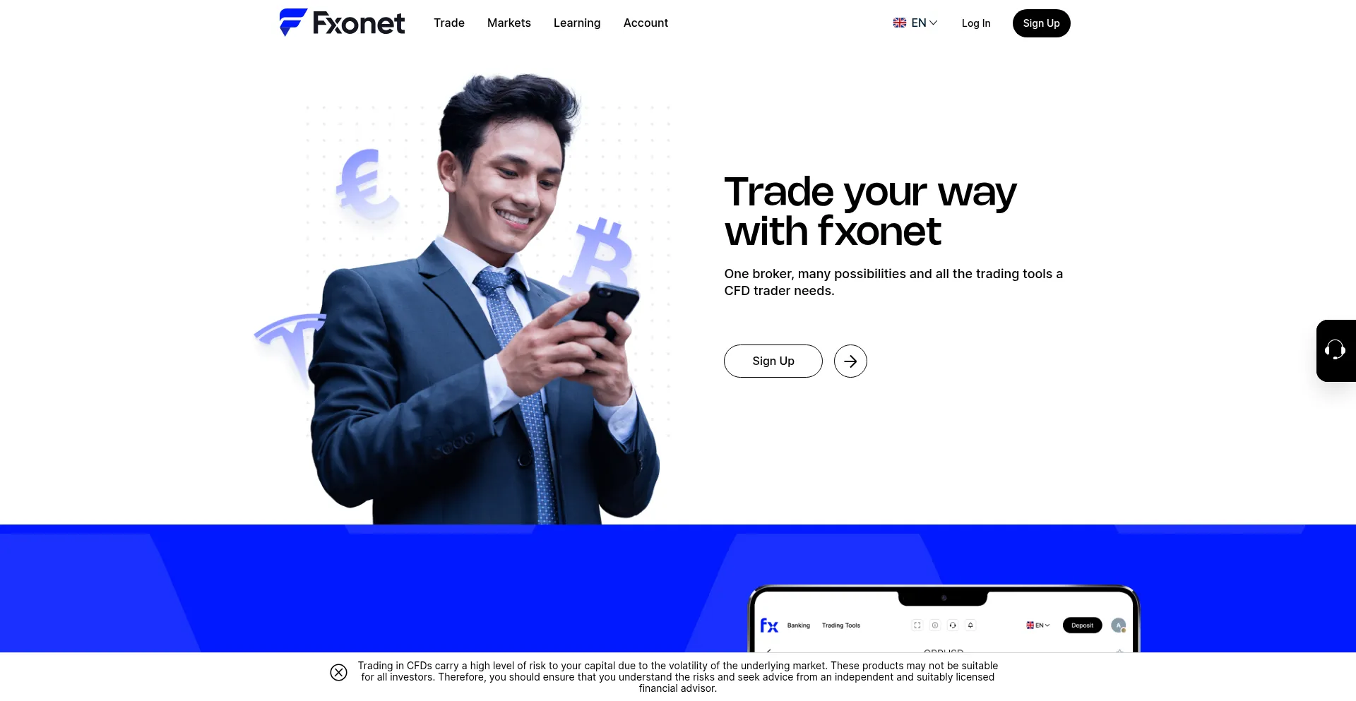 Website screenshot of Fxonet.my