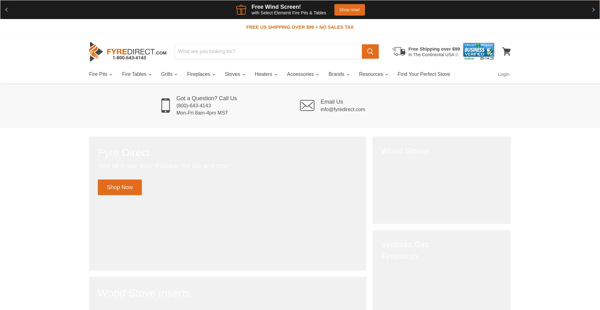 Website screenshot of Fyredirect.com