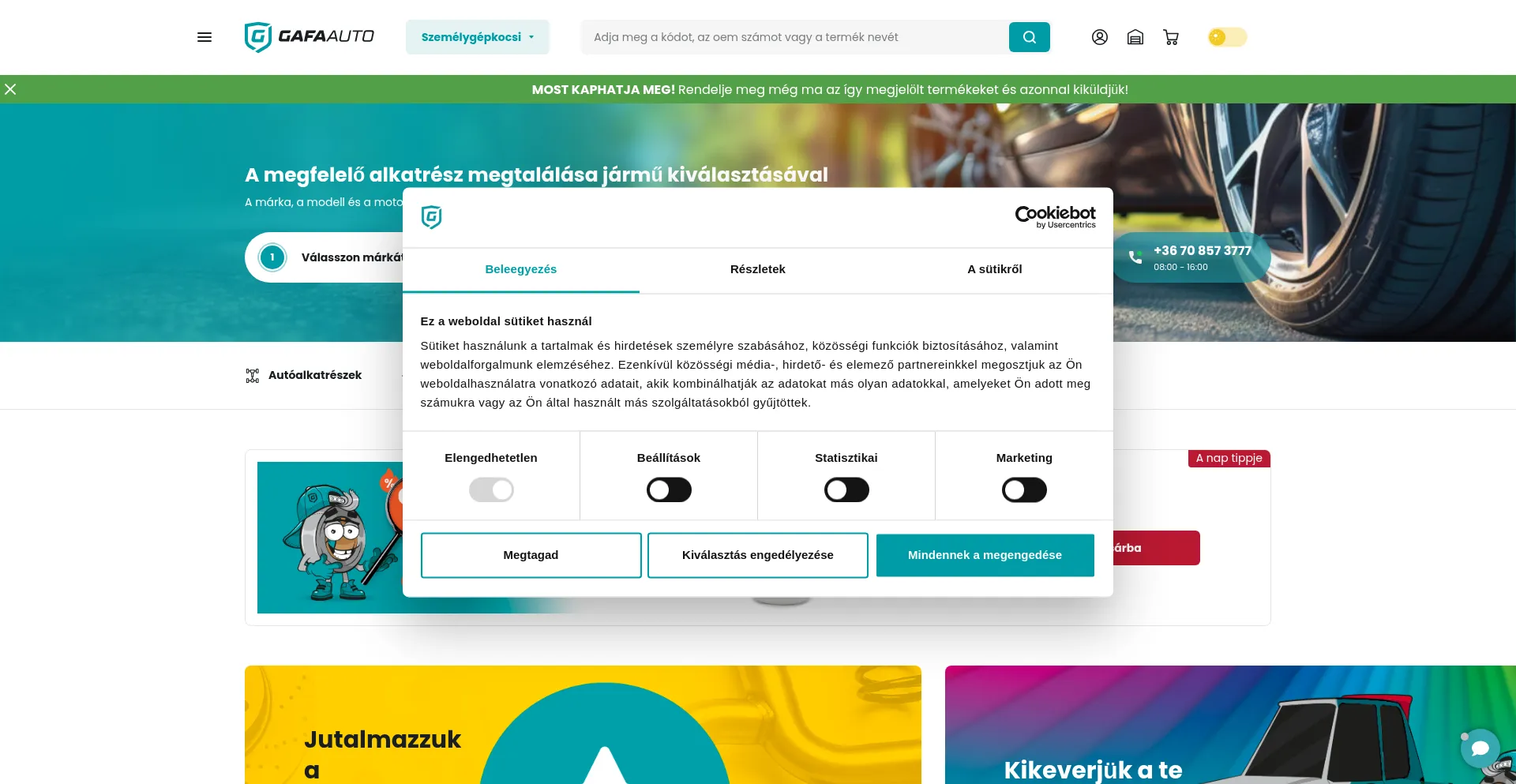 Website screenshot of Gafaauto.hu