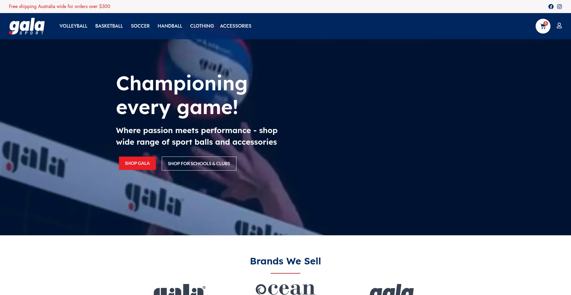 Website screenshot of Galasport.com.au