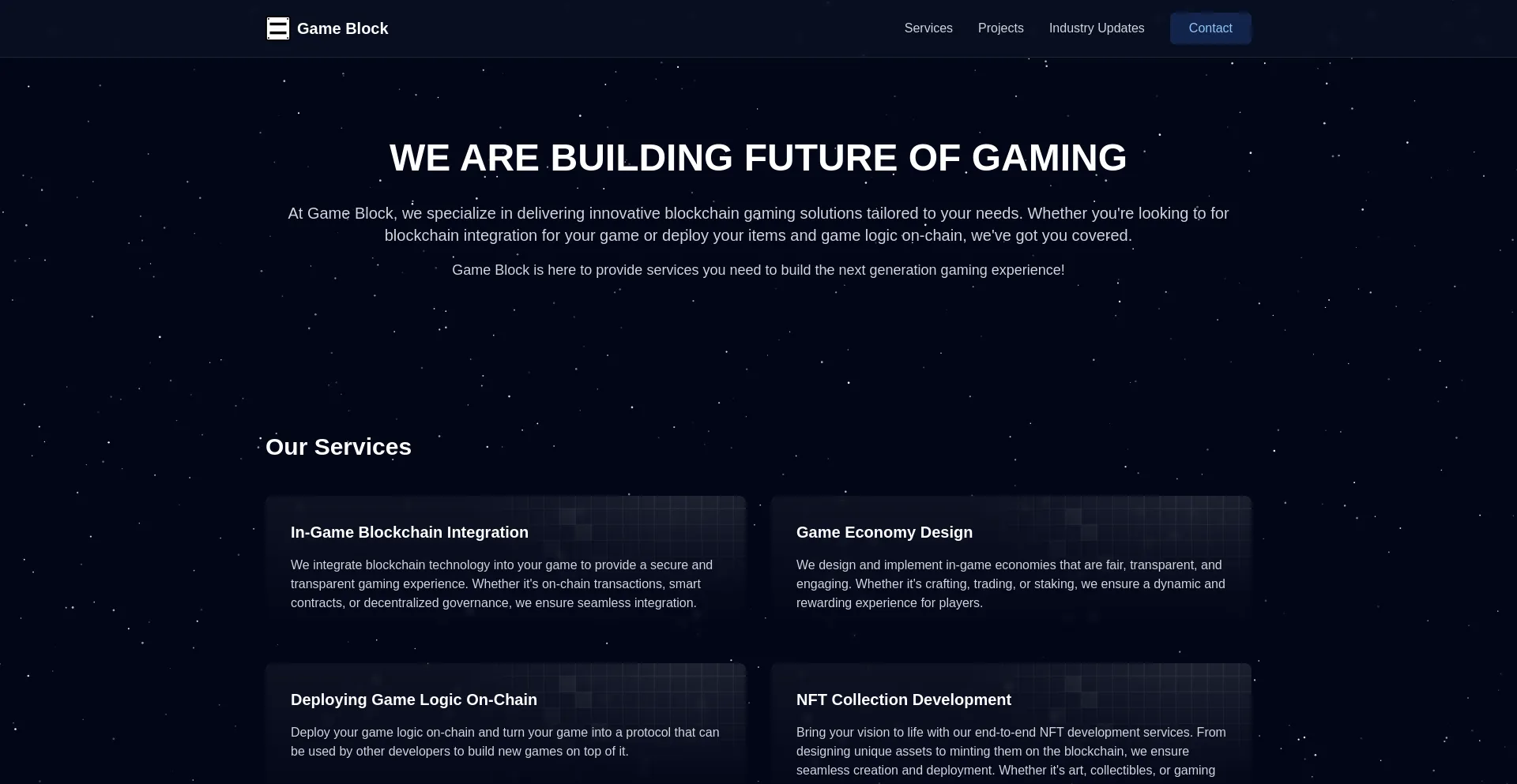 Website screenshot of Gameblock.us