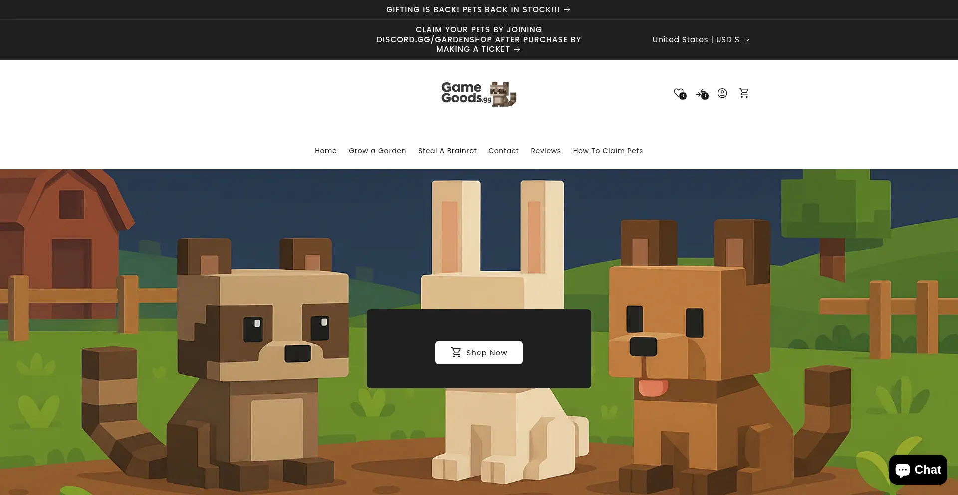 Website screenshot of Gamegoods.gg
