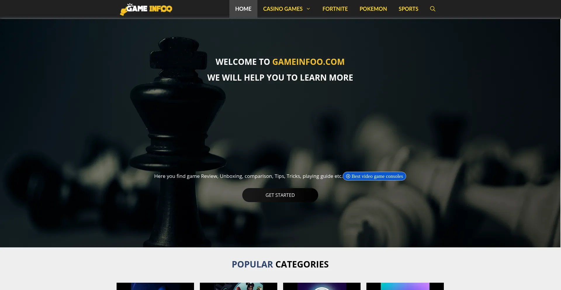 Website screenshot of Gameinfoo.com