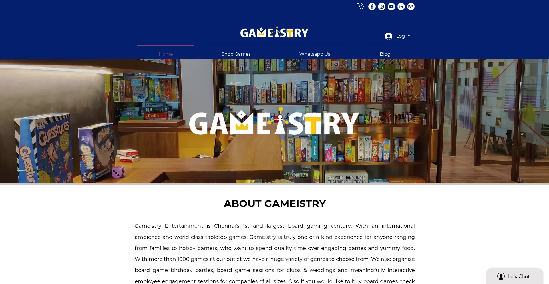 Website screenshot of Gameistry.in