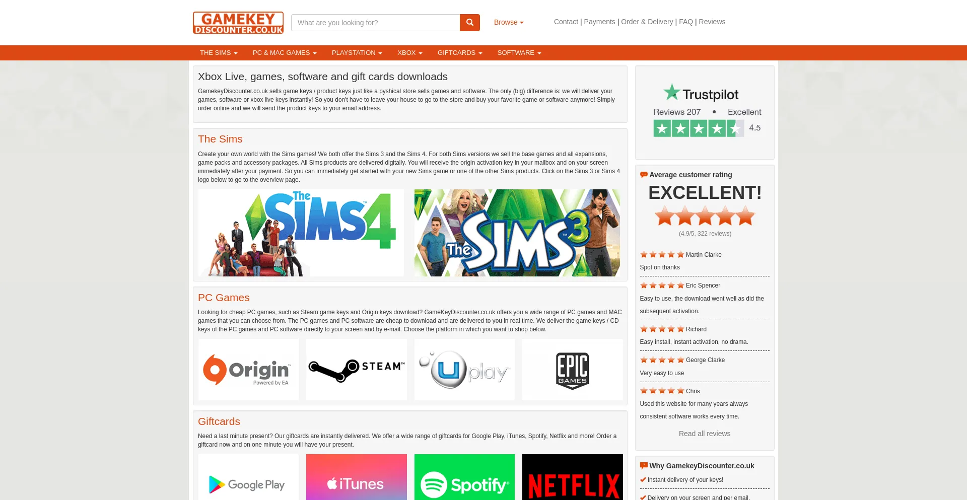 Website screenshot of Gamekeydiscounter.co.uk
