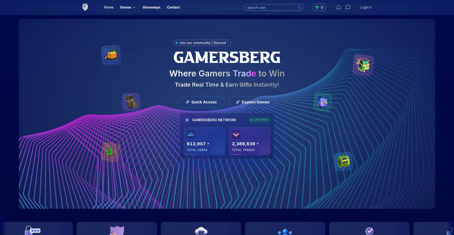 Website screenshot of Gamersberg.com