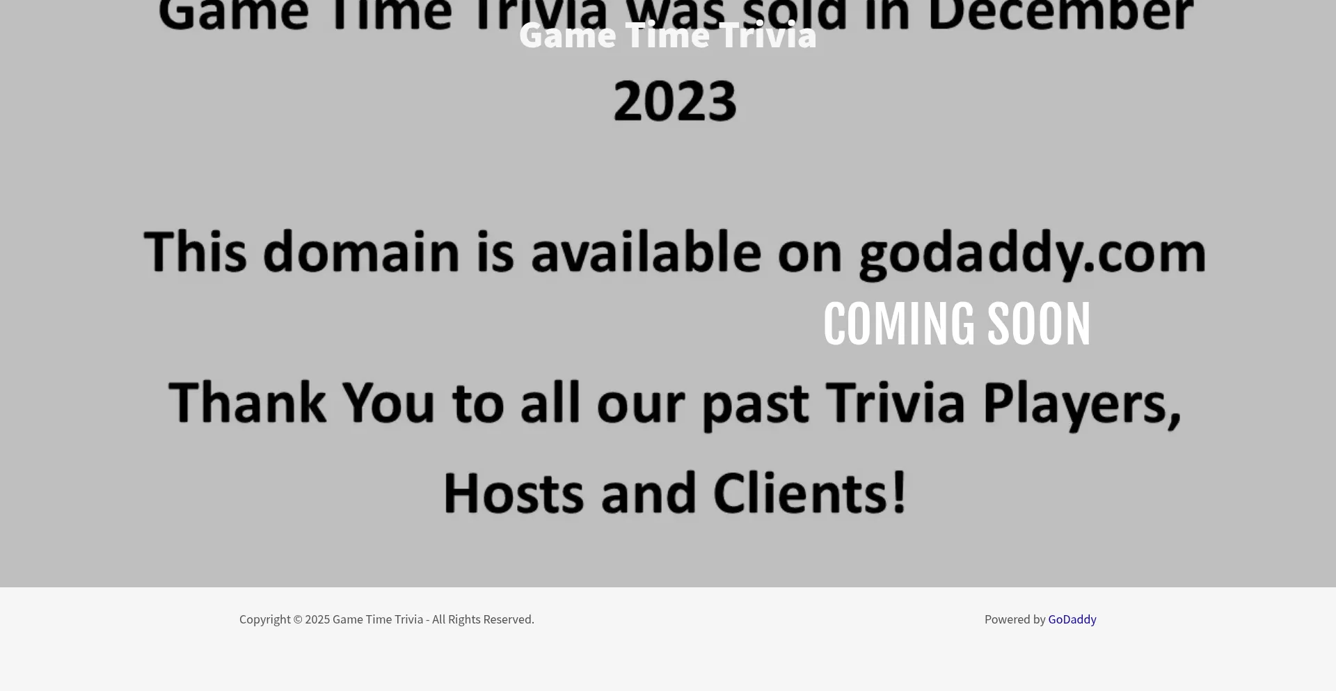 Website screenshot of Gametimetrivia.net