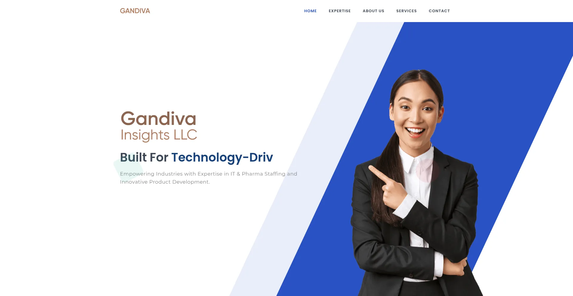 Website screenshot of Gandivainsights.com