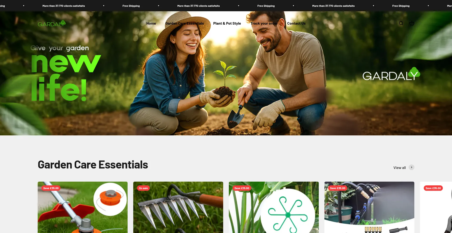 Website screenshot of Gardaly.com
