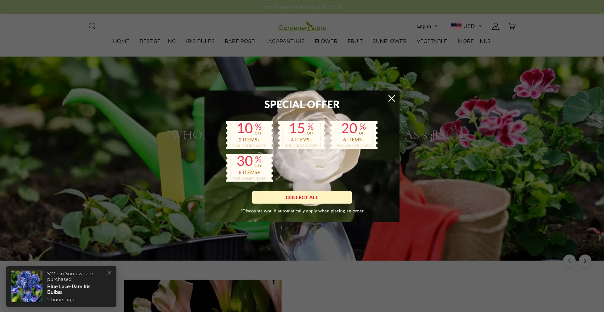 Website screenshot of Gardenerstars.com