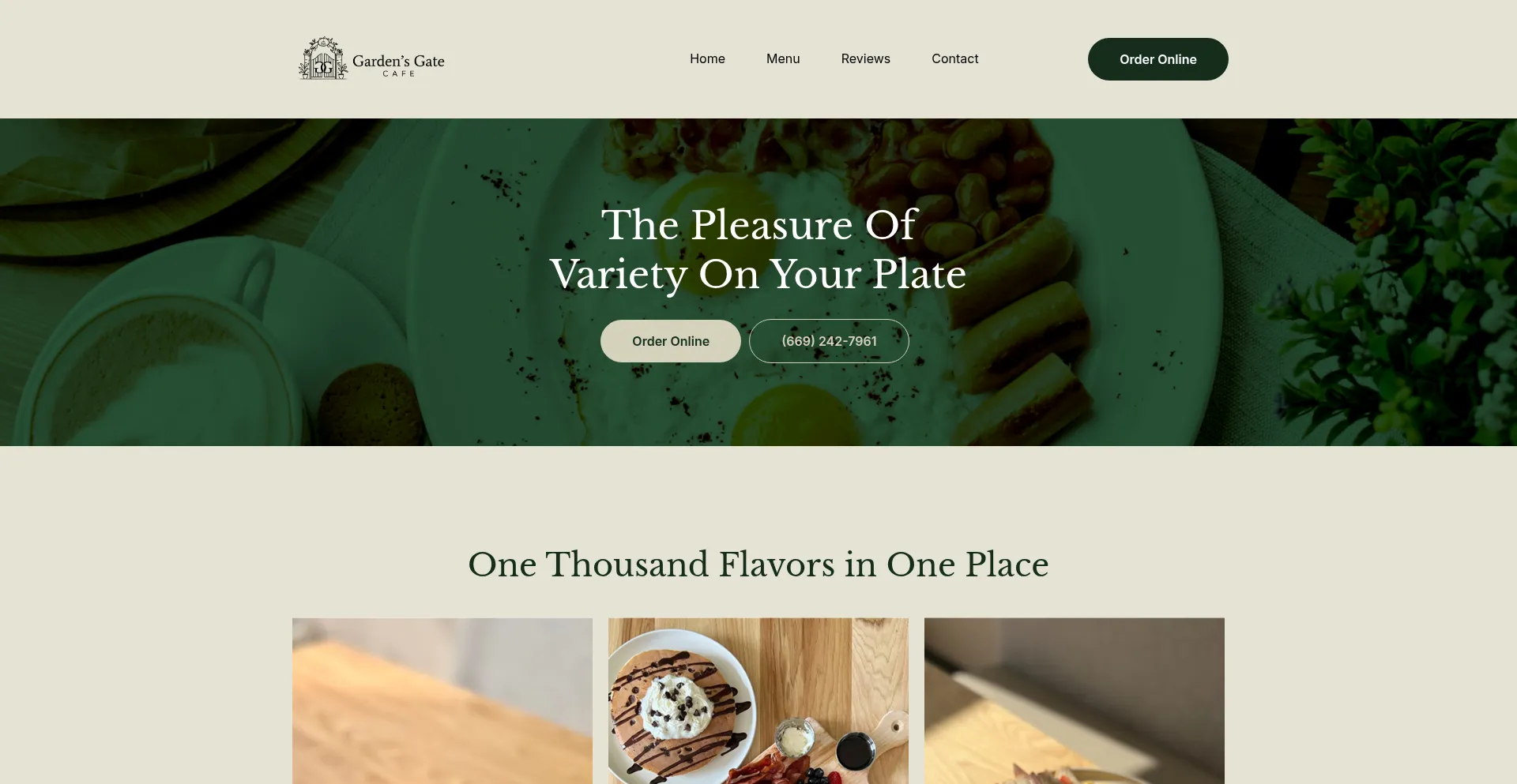 Website screenshot of Gardensgatecafe.com