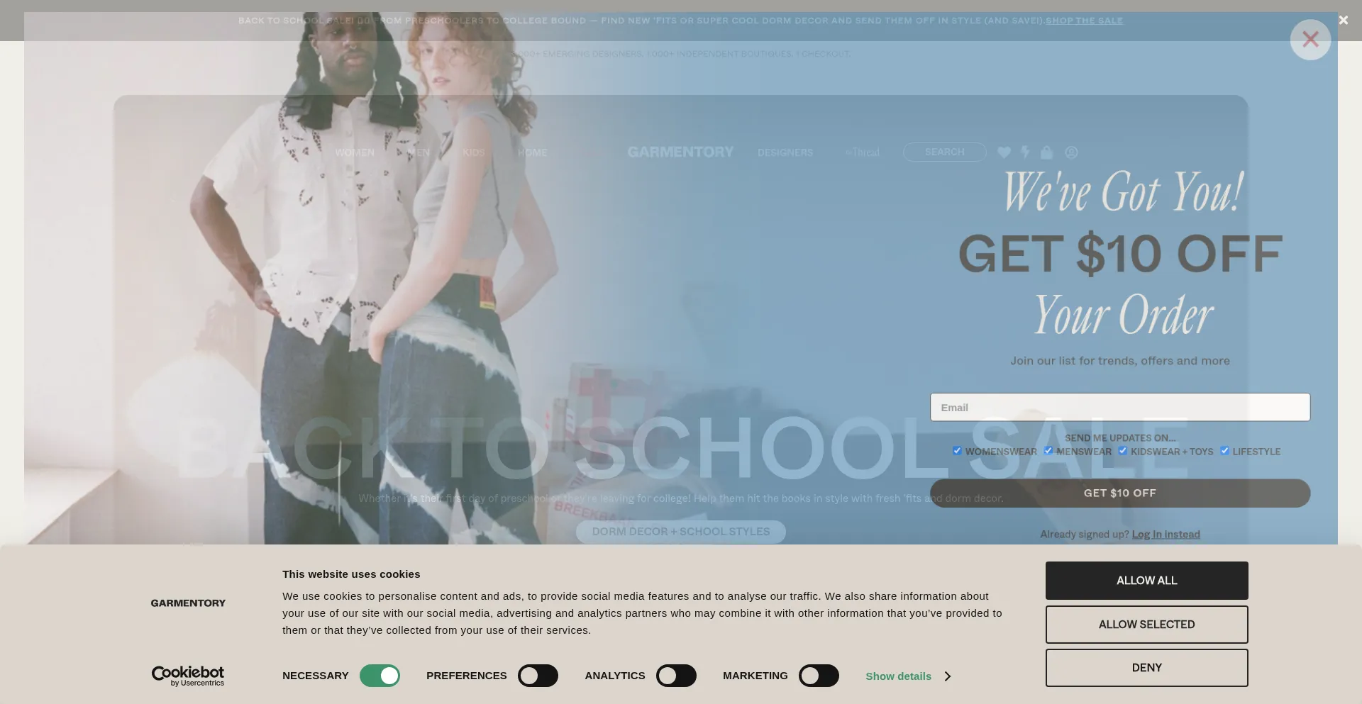 Website screenshot of Garmentory.com