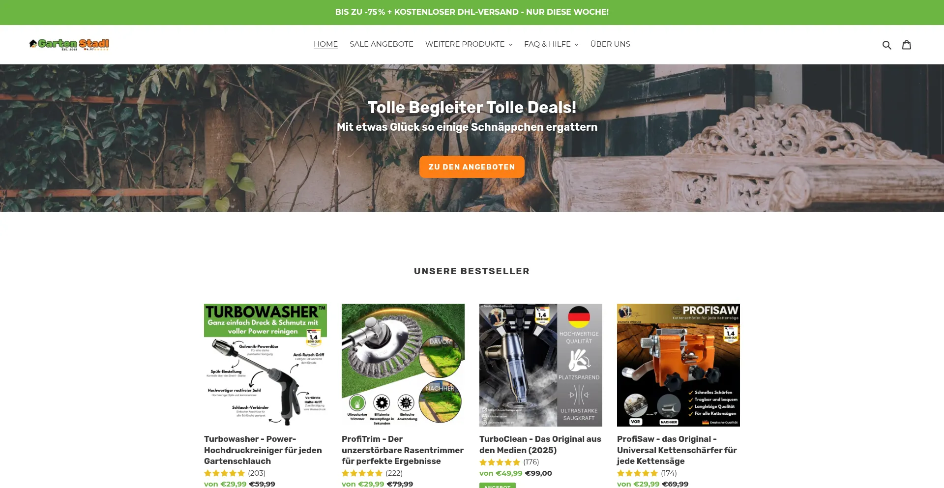 Website screenshot of Gartenstadl.de