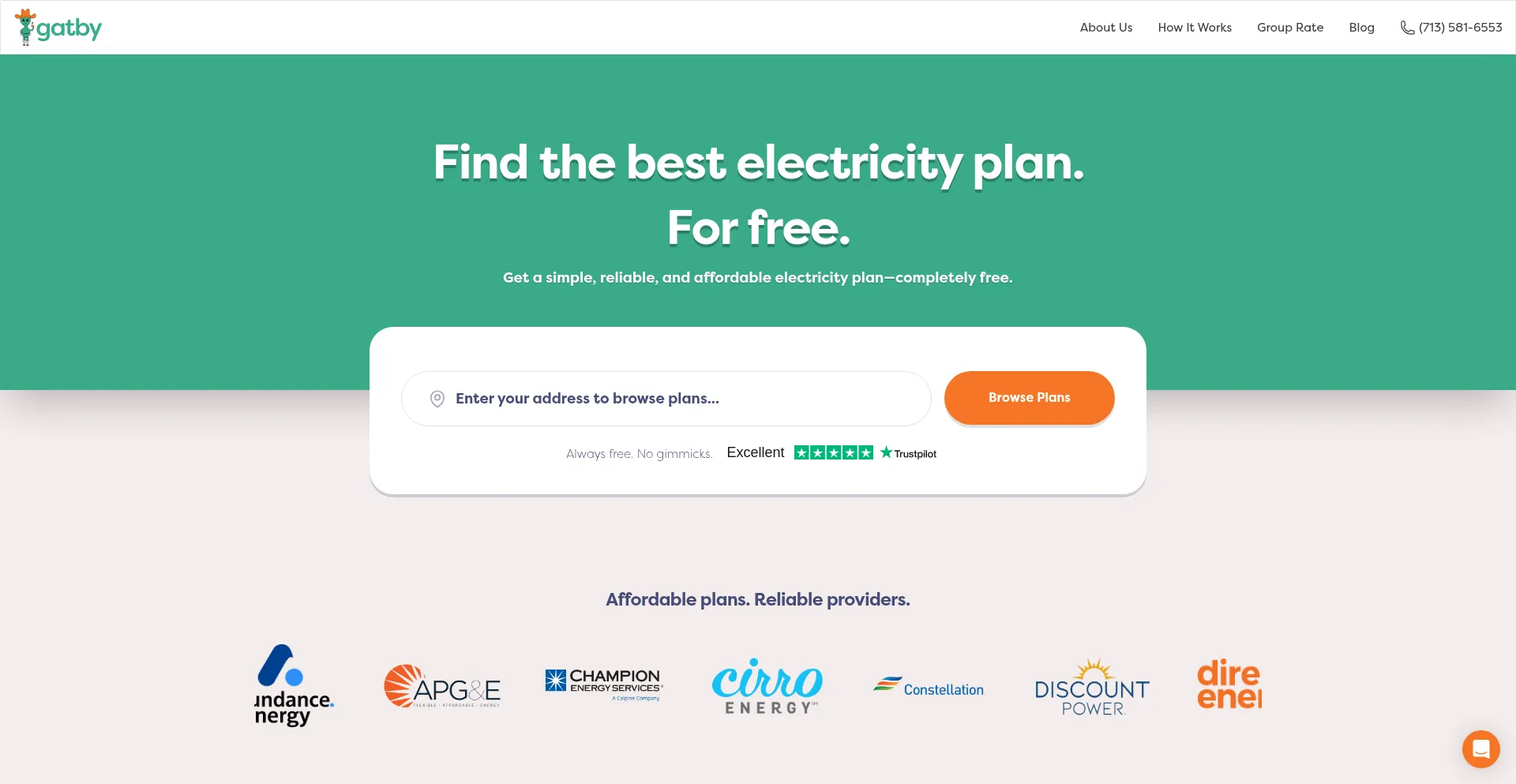 Website screenshot of Gatby.com