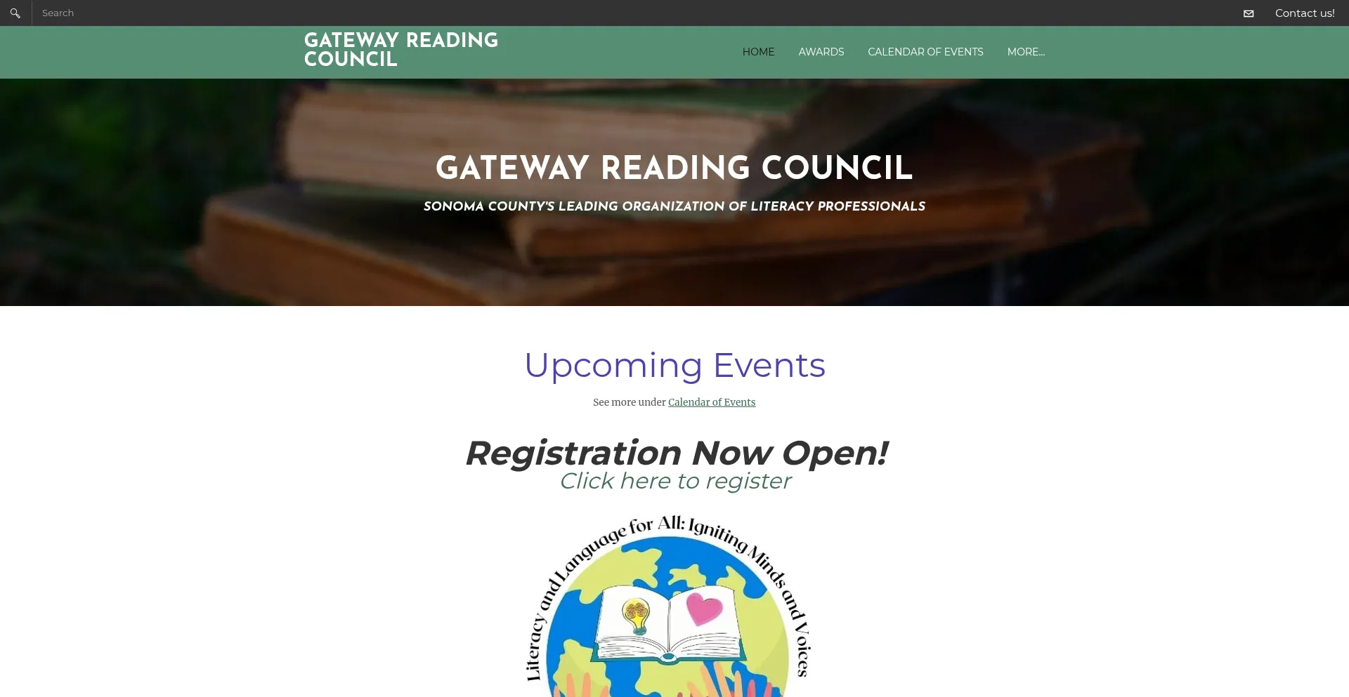 Website screenshot of Gatewayreadingcouncil.org
