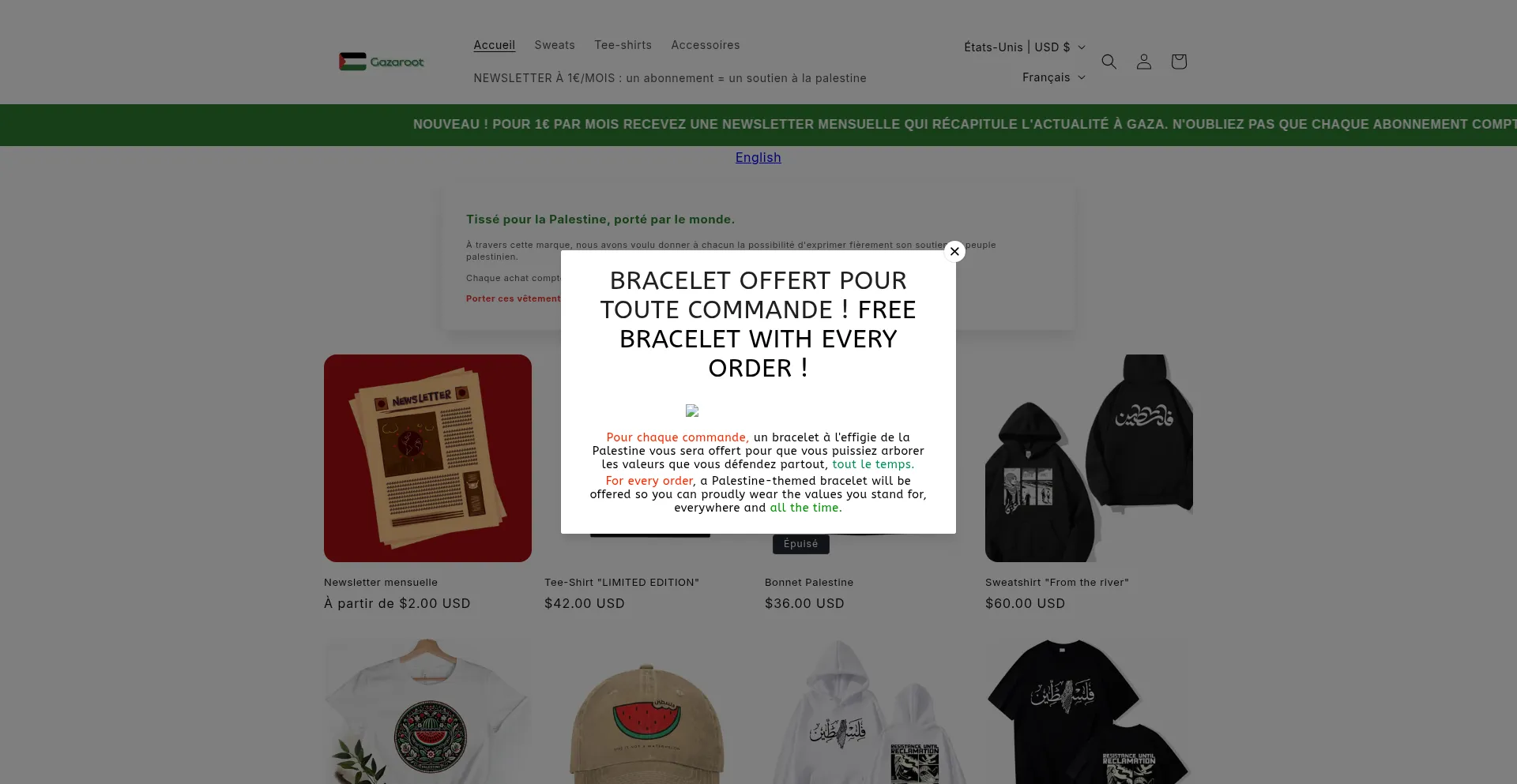 Website screenshot of Gazaroot.com