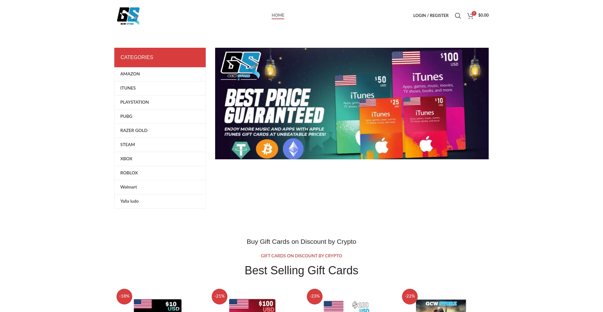 Website screenshot of Gcwstore.com