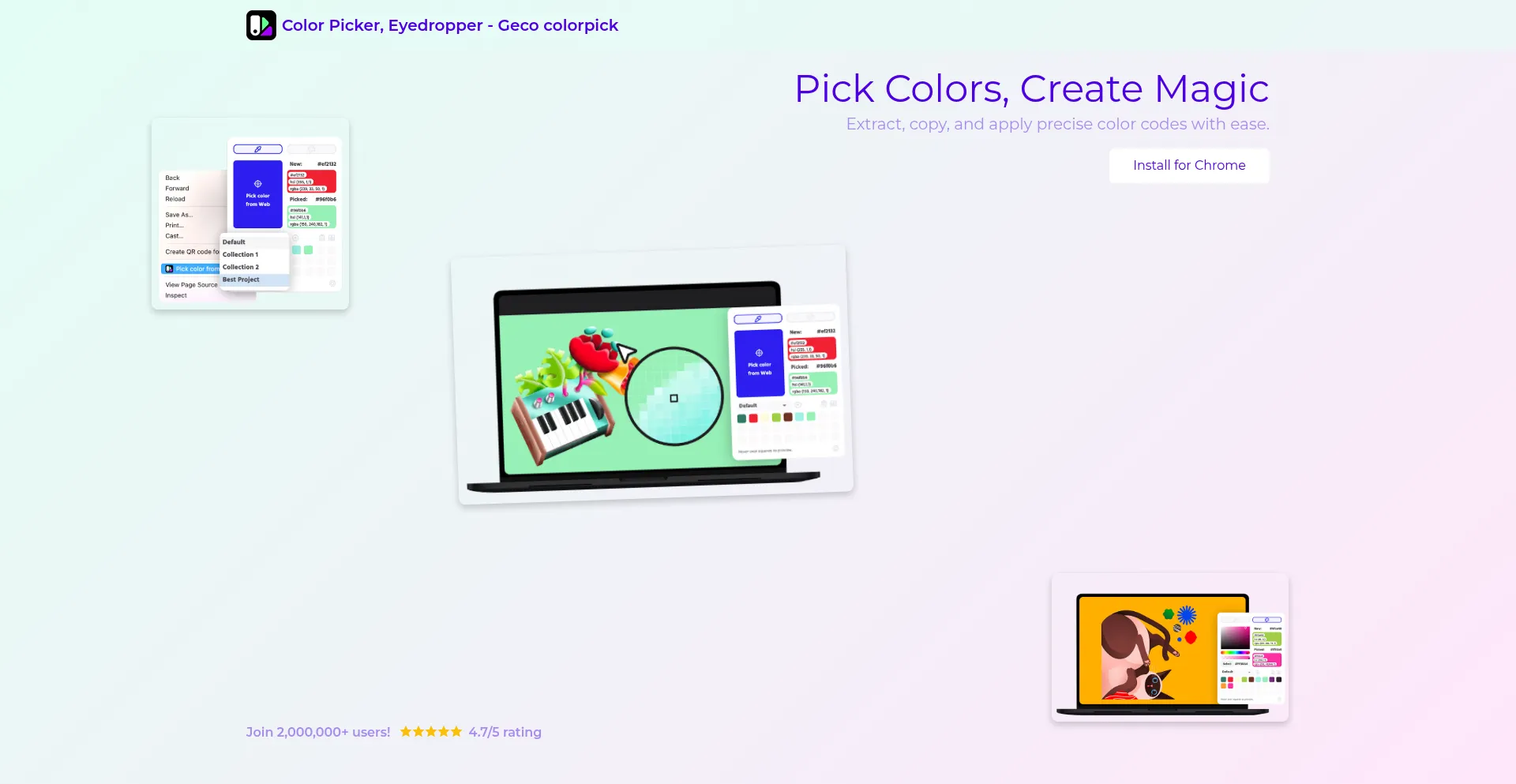 Website screenshot of Geco-picker.com