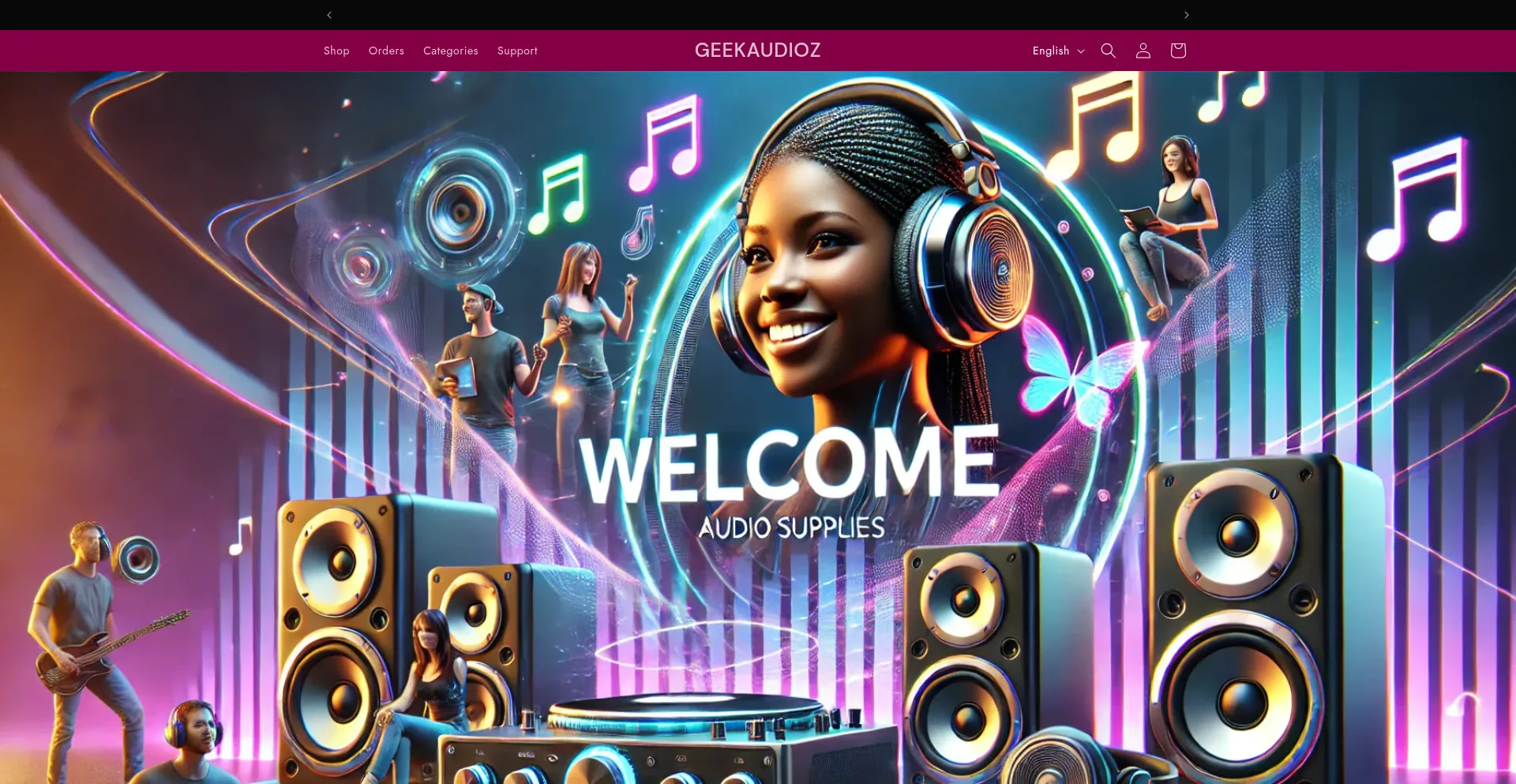 Website screenshot of Geekaudioz.com