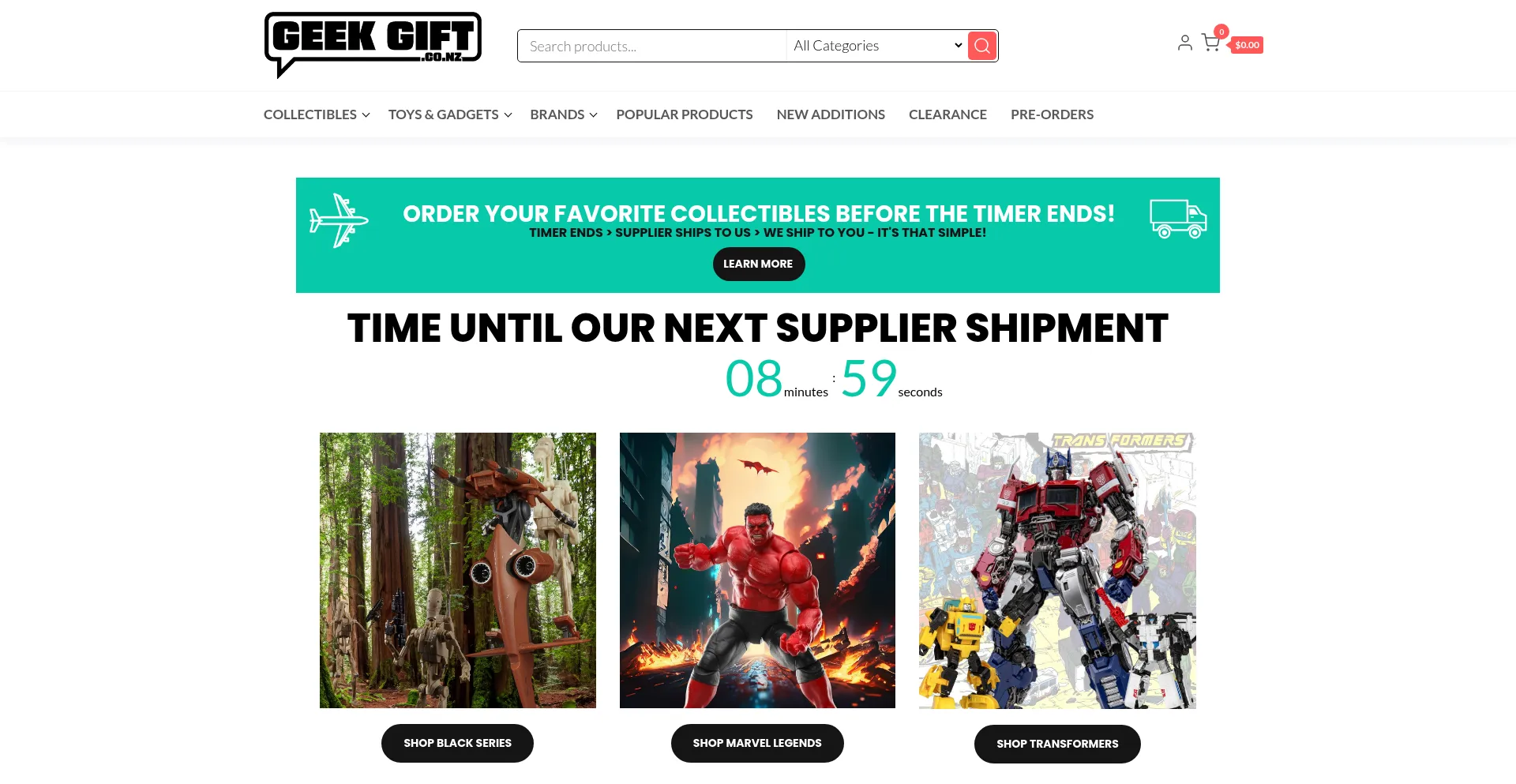 Website screenshot of Geekgift.co.nz