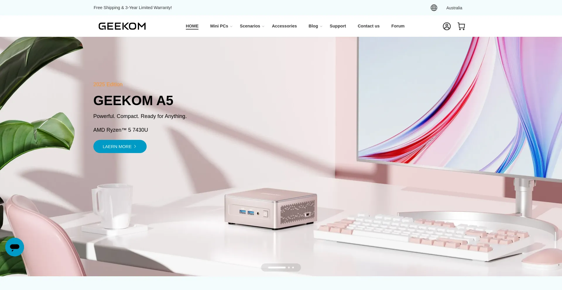 Website screenshot of Geekom.au