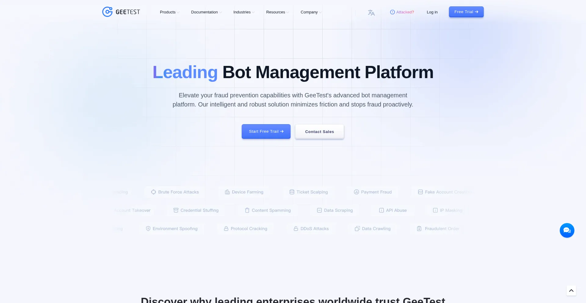 Website screenshot of Geetest.com