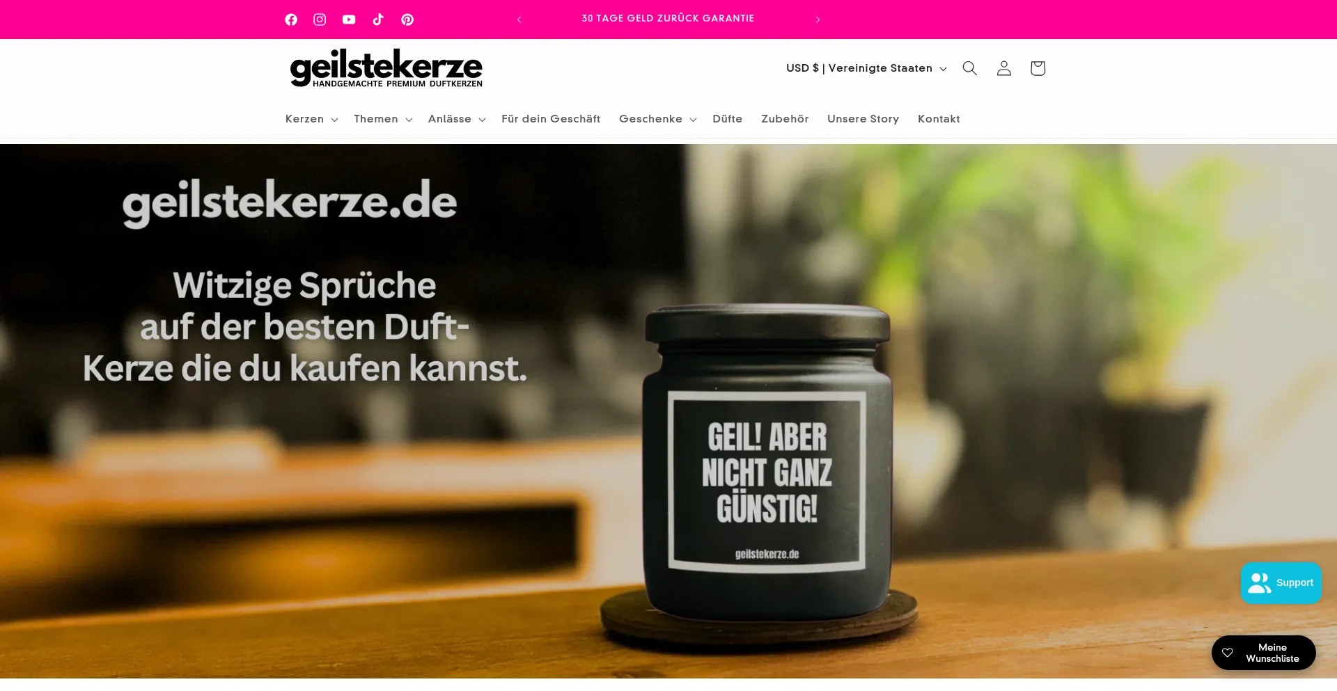 Website screenshot of Geilstekerze.de