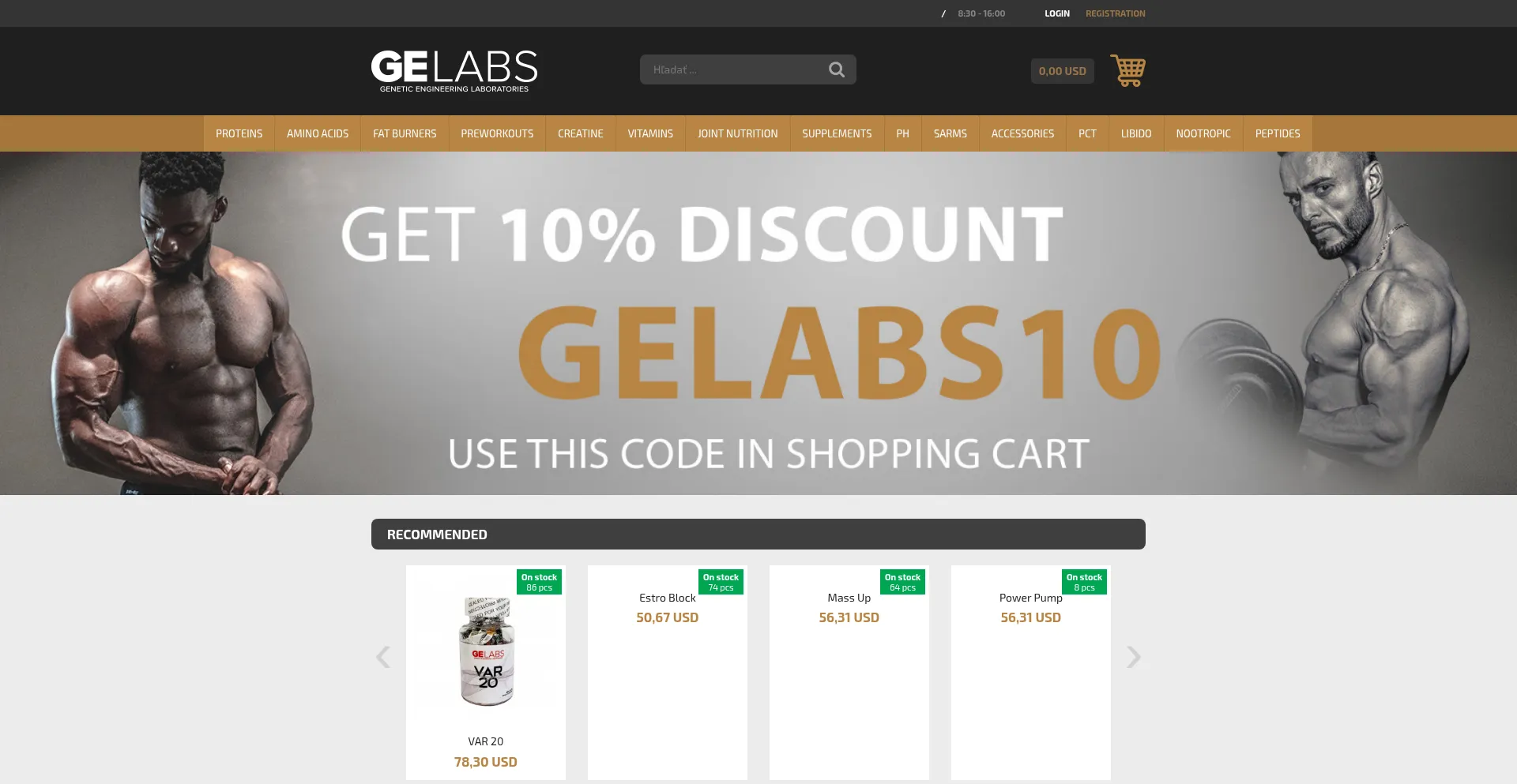 Website screenshot of Gelabsonline.com