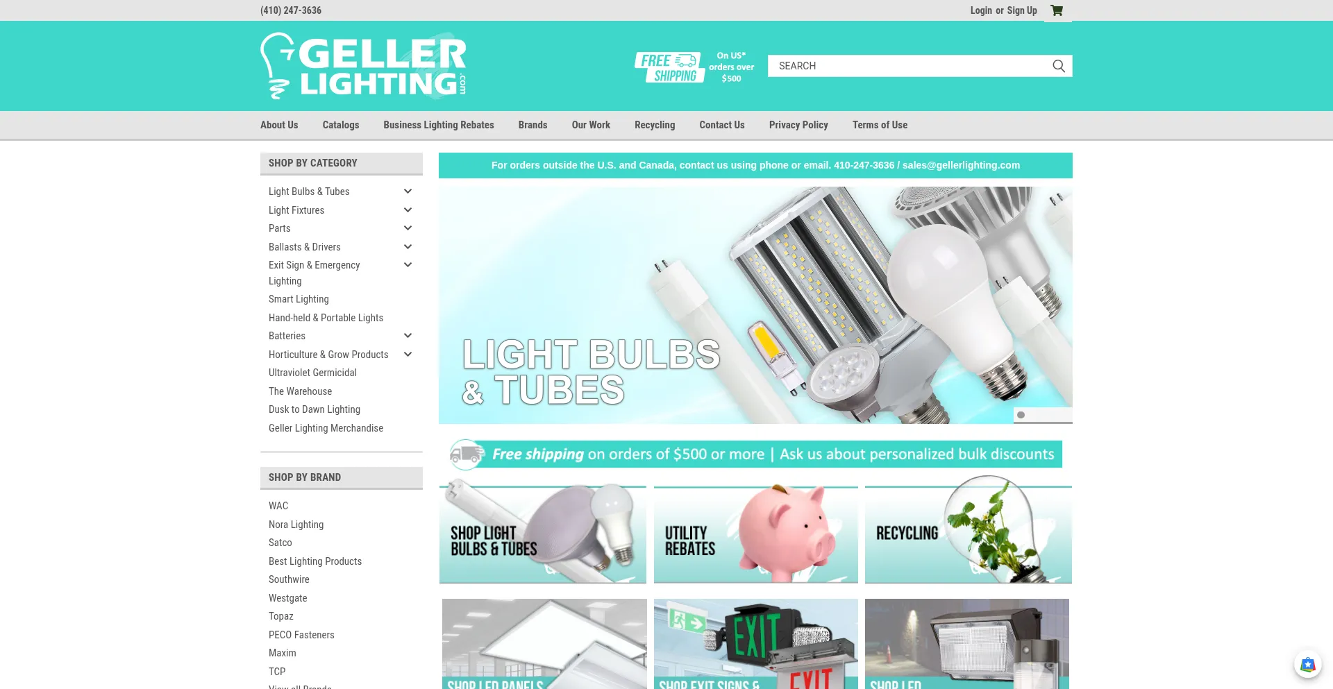 Website screenshot of Gellerlighting.com