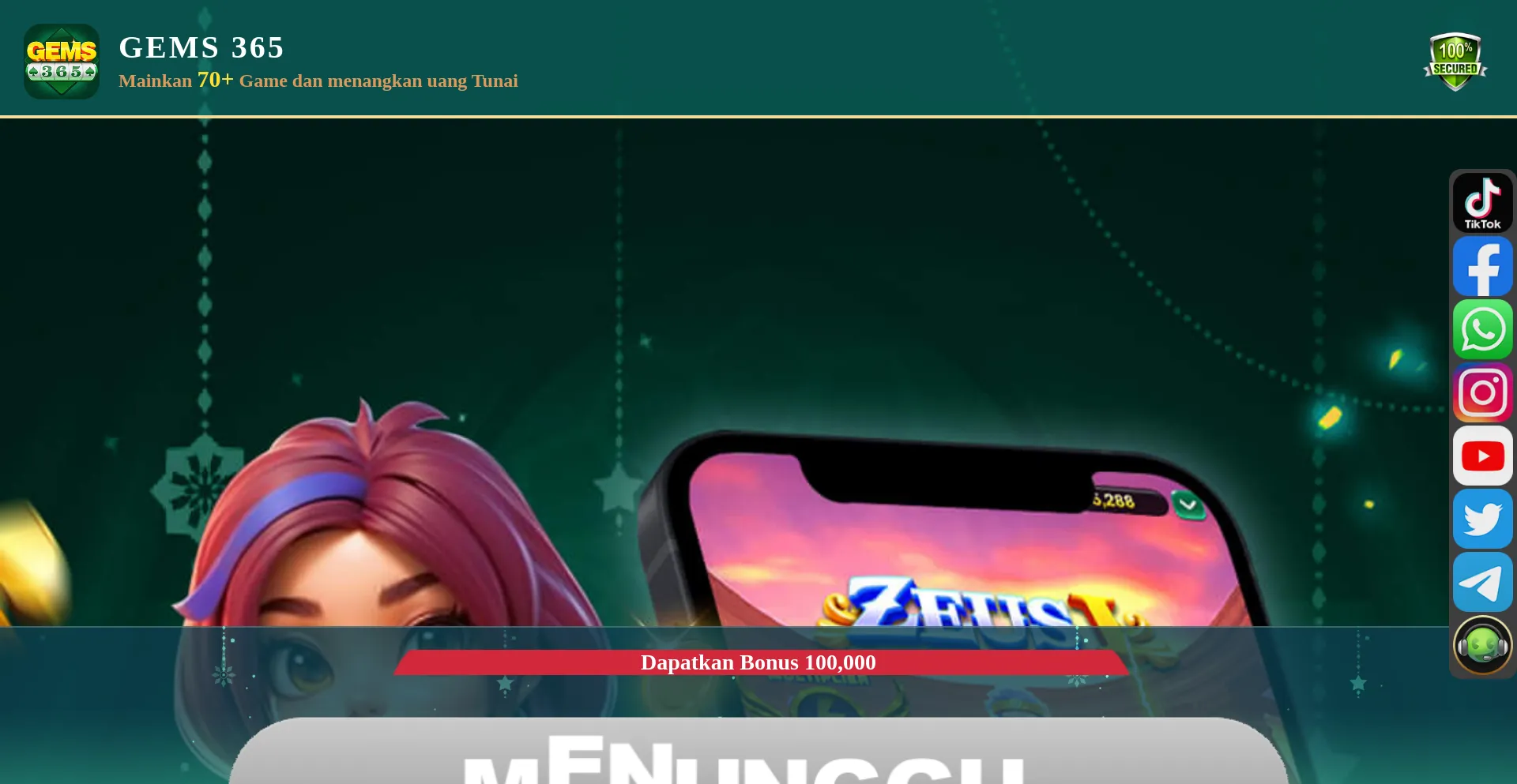 Website screenshot of Gems3658.vip