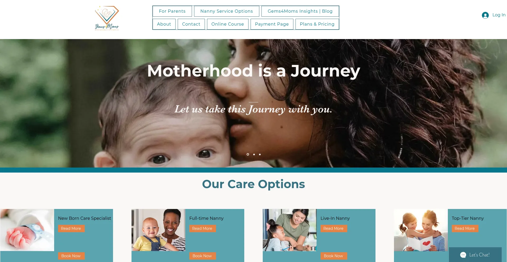 Website screenshot of Gems4moms.com