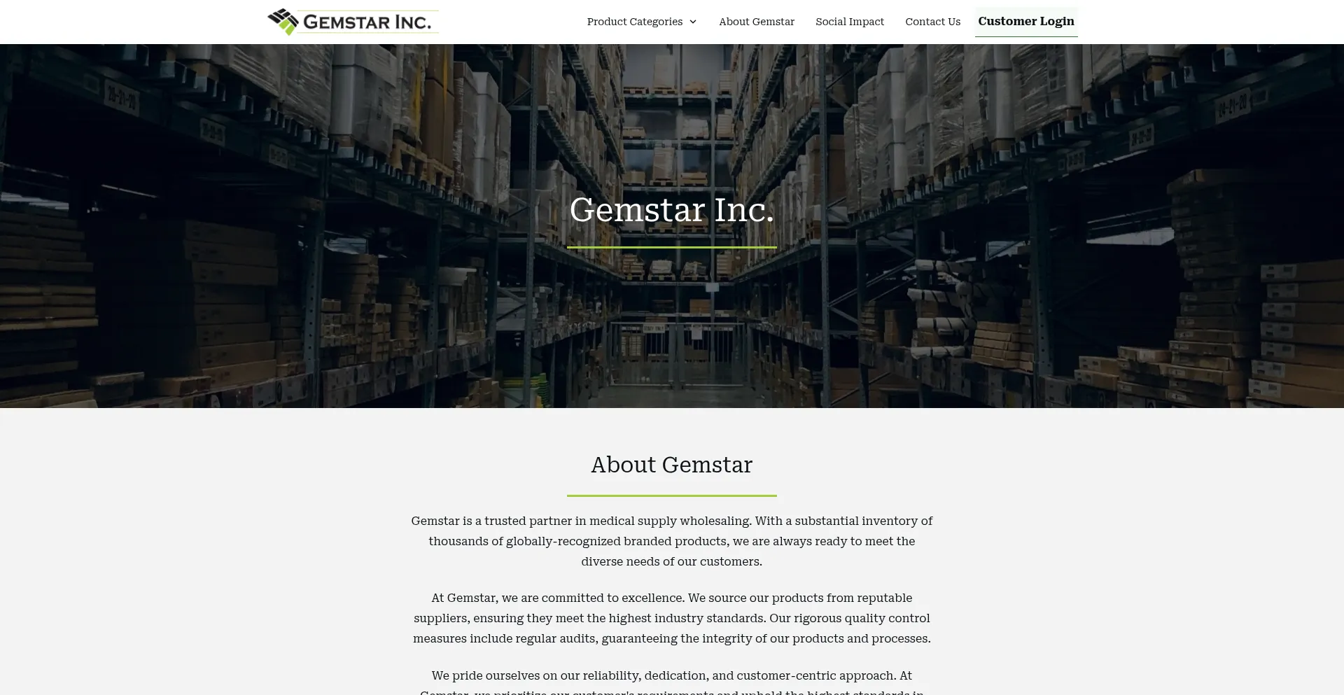 Website screenshot of Gemstarinc.com
