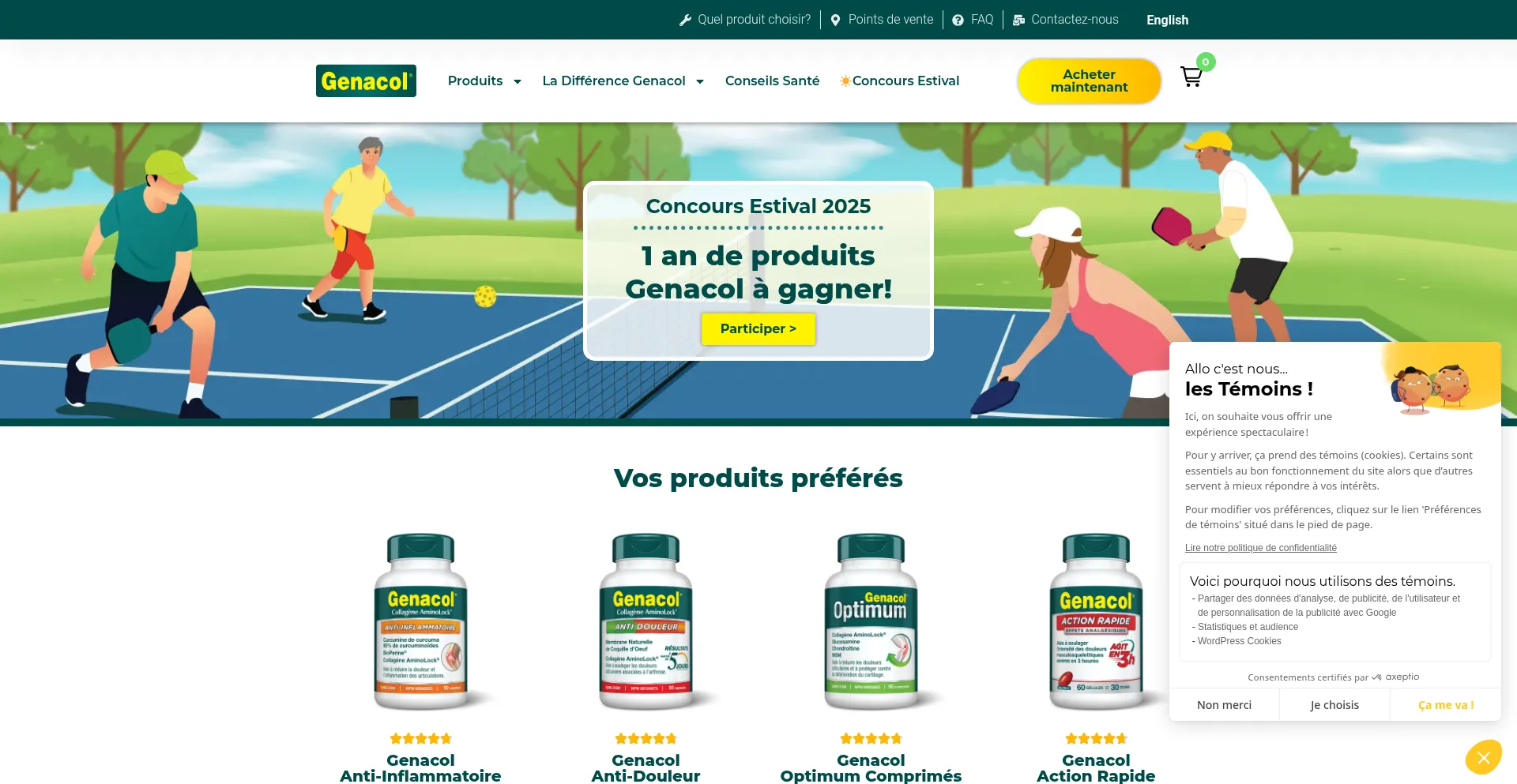 Website screenshot of Genacol.ca