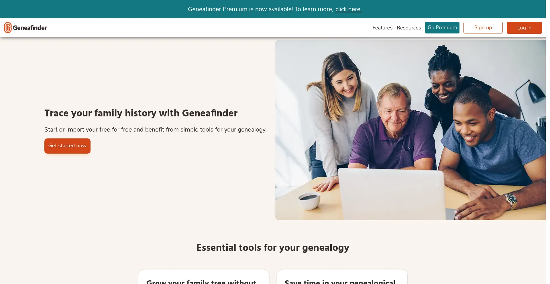 Website screenshot of Geneafinder.com