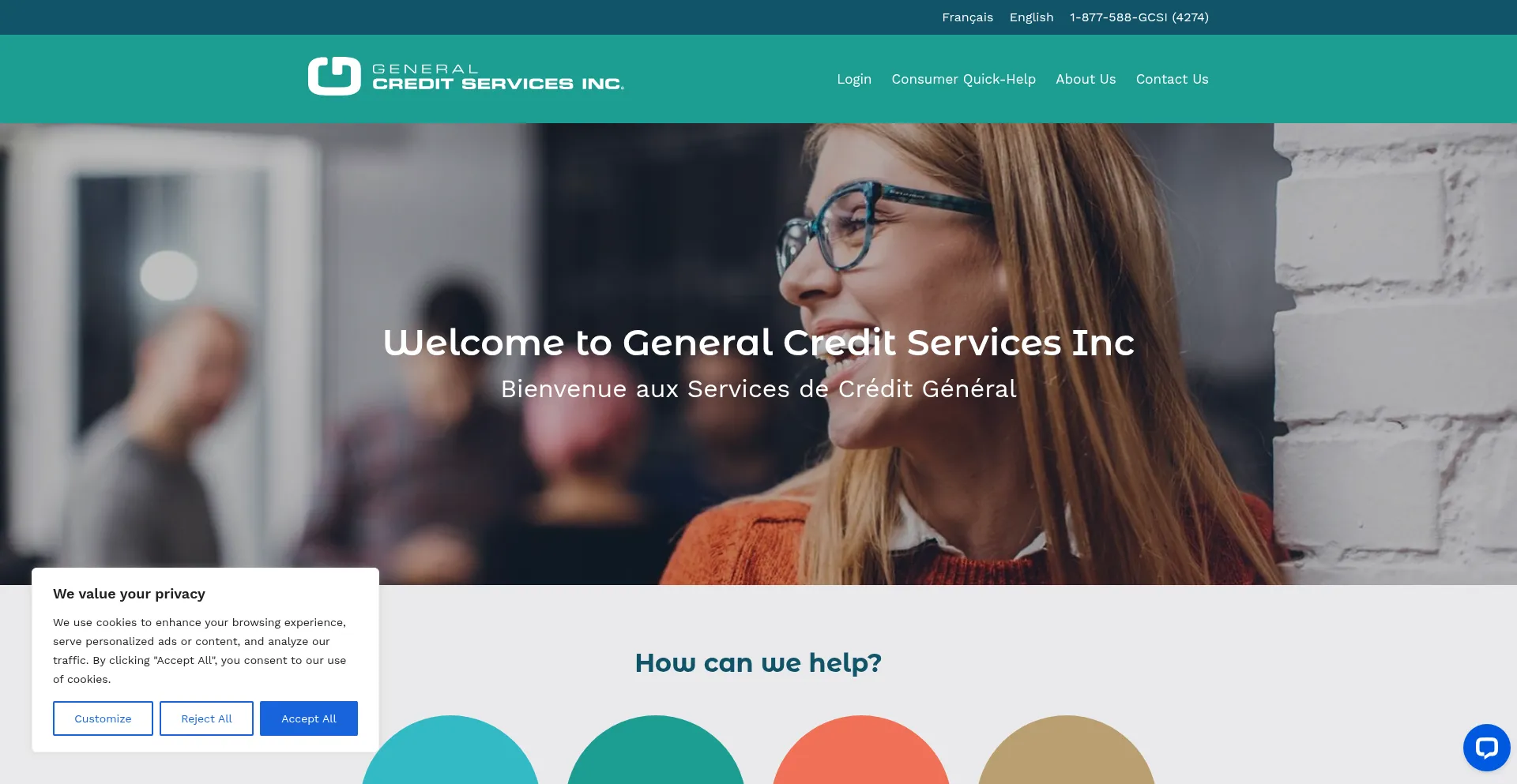 Website screenshot of Generalcreditservices.com