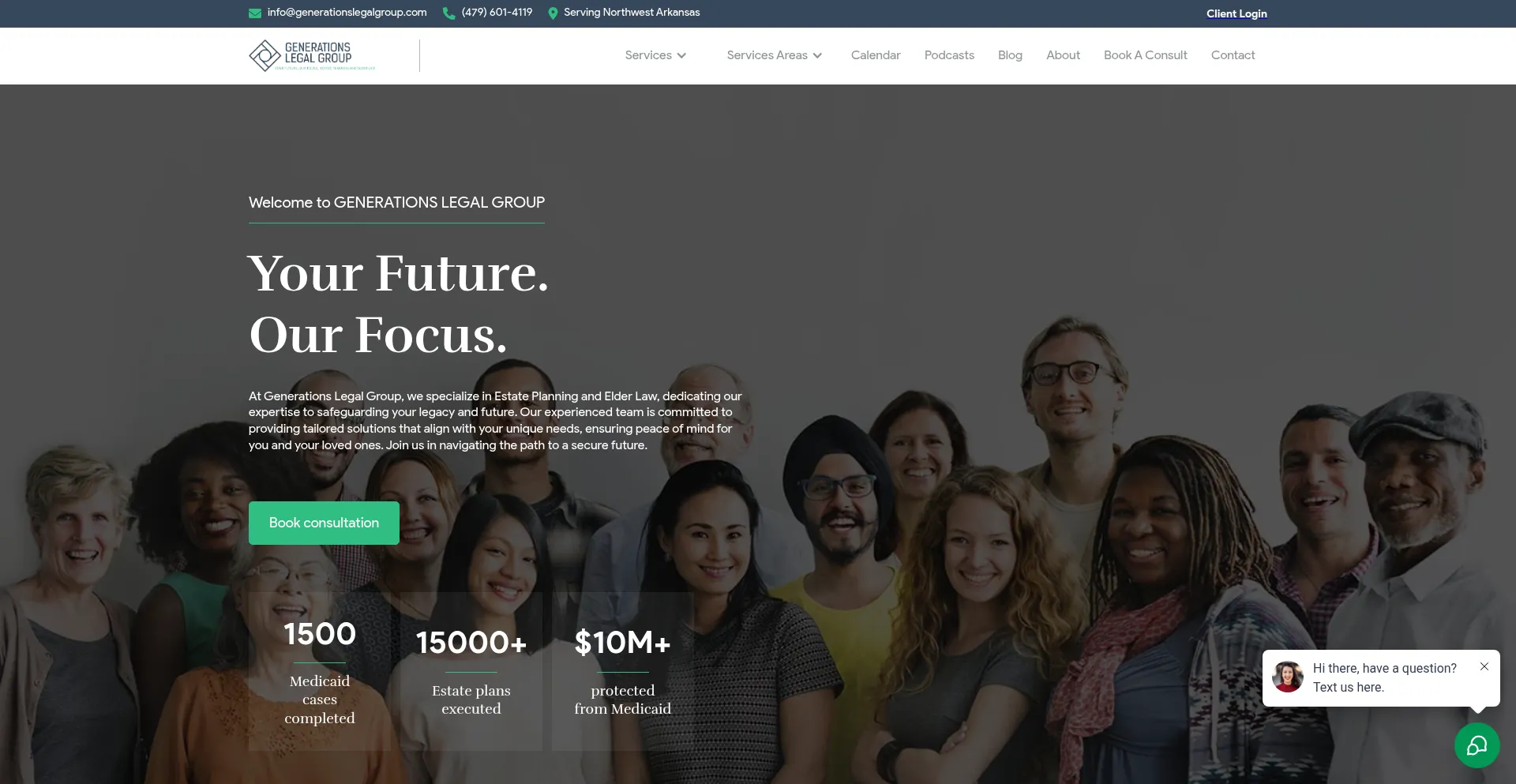 Website screenshot of Generationslegalgroup.com