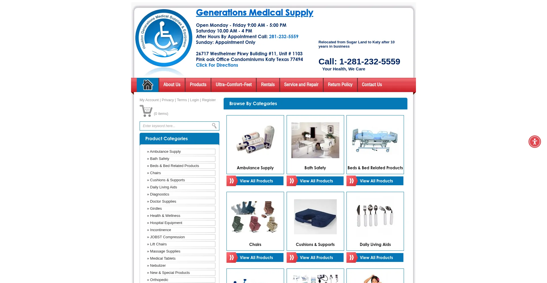 Website screenshot of Generationsmedicalsupply.com