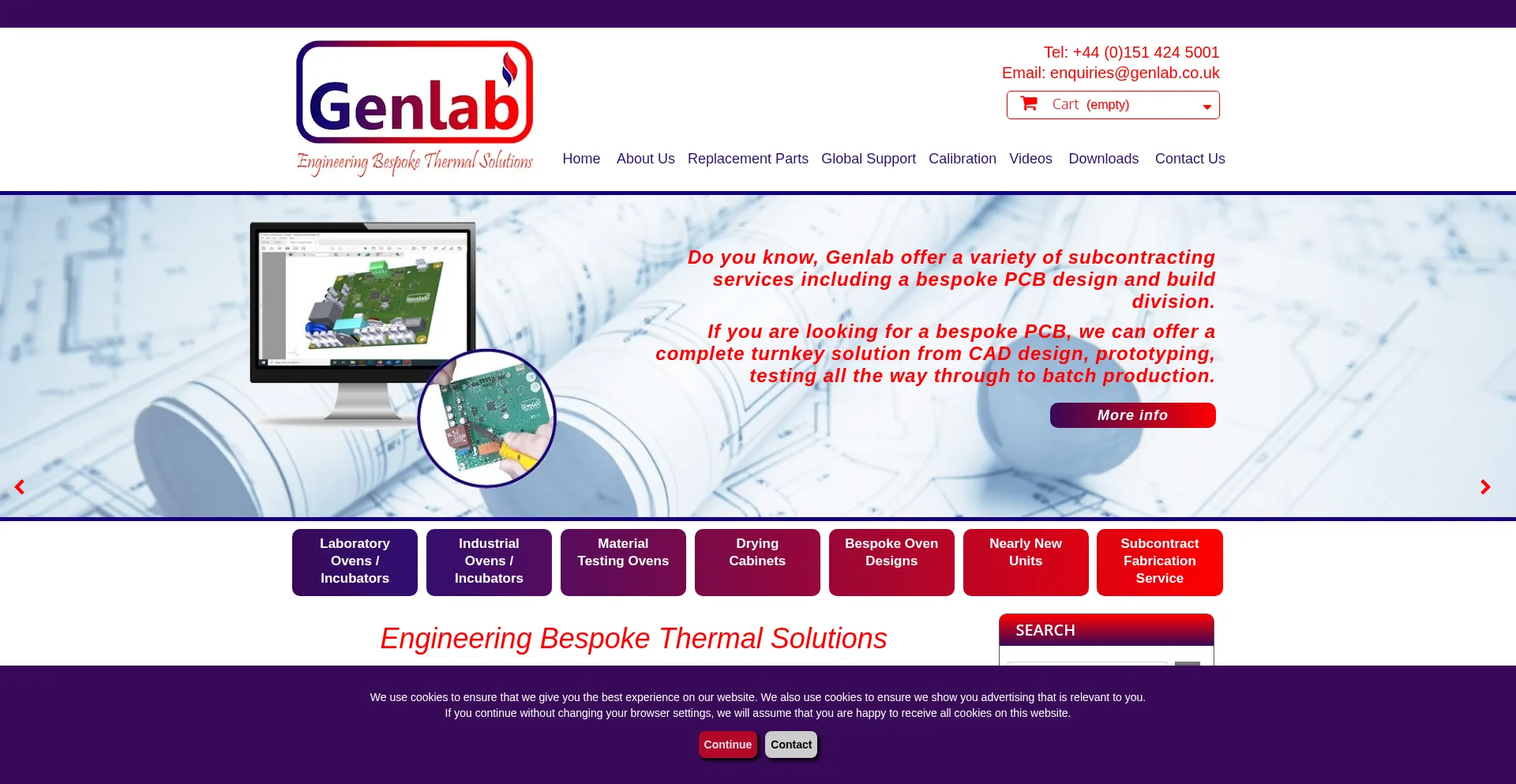 Website screenshot of Genlab.co.uk