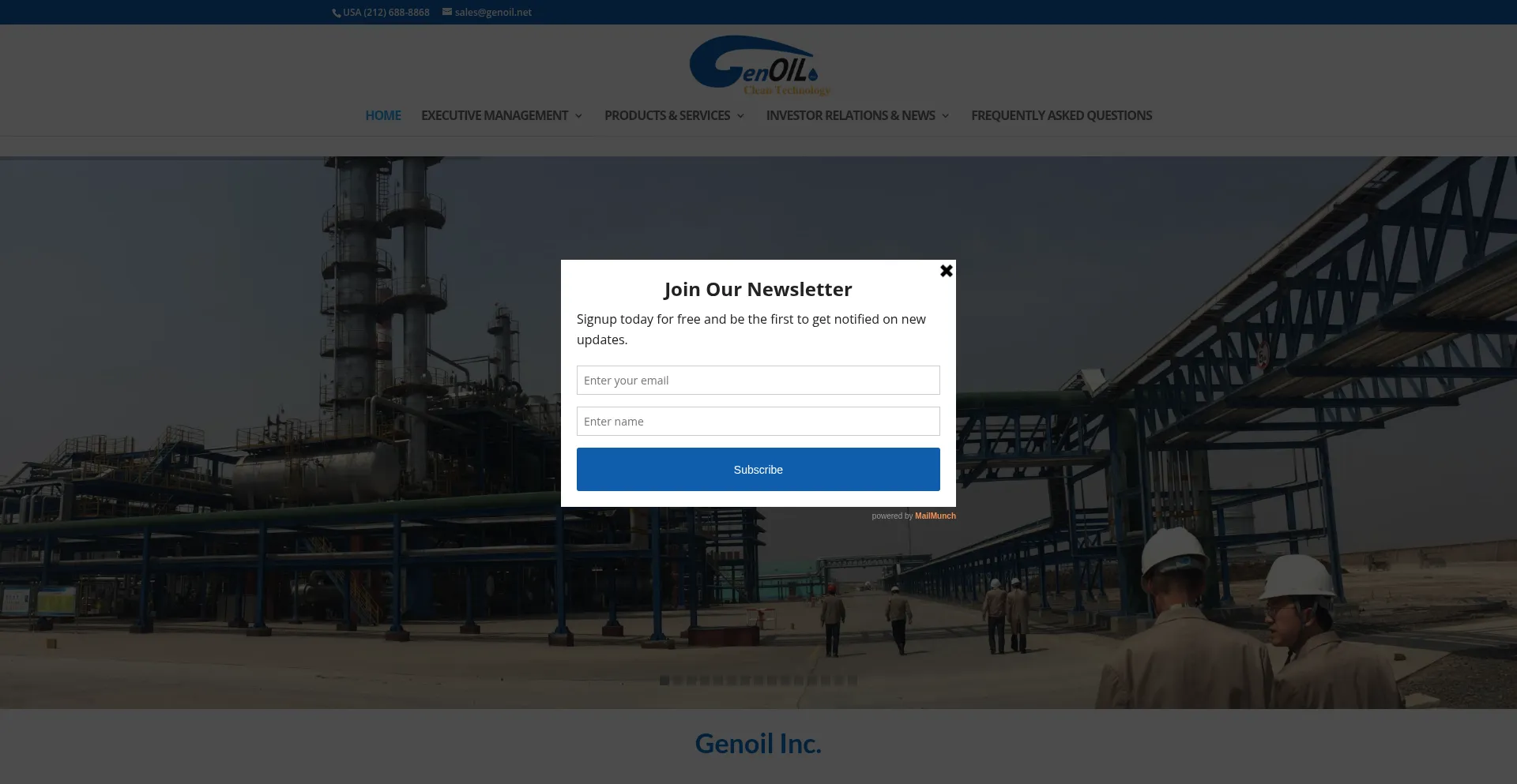 Website screenshot of Genoil.ca