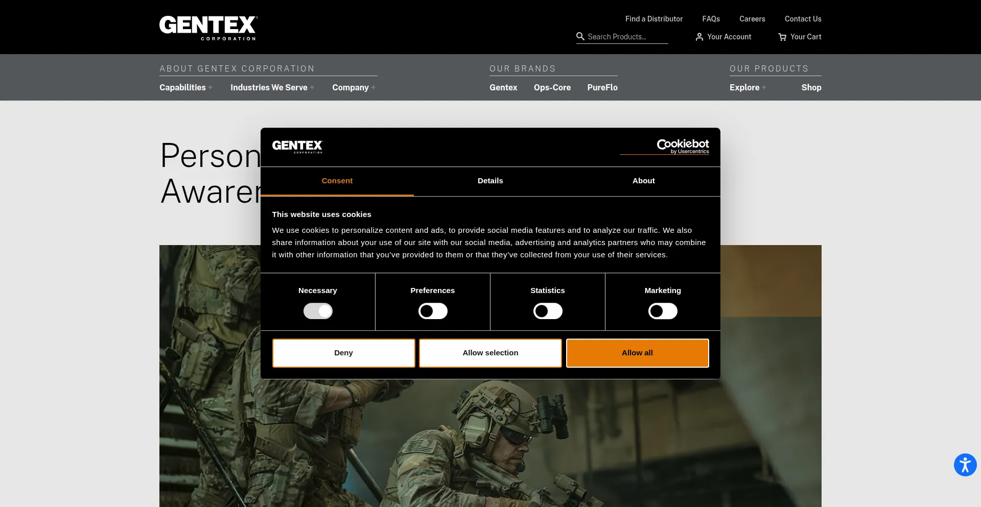 Website screenshot of Gentexcorp.com
