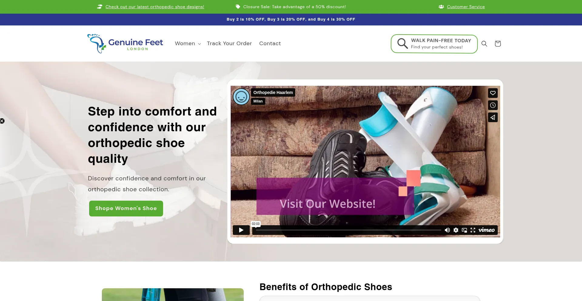 Website screenshot of Genuinefeet.com