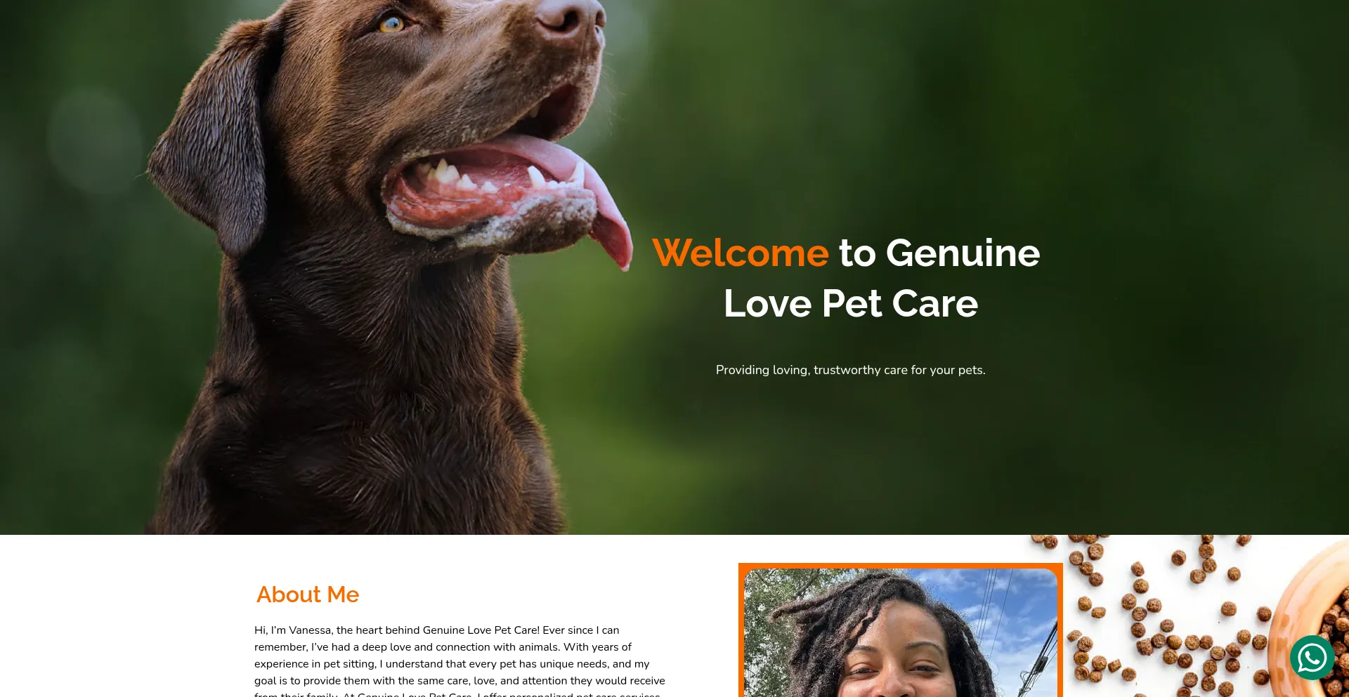 Website screenshot of Genuinelovepetcare.com