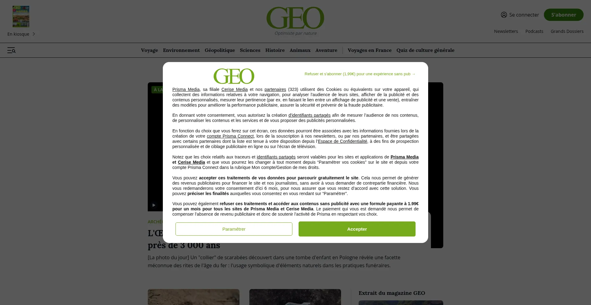 Website screenshot of Geo.fr