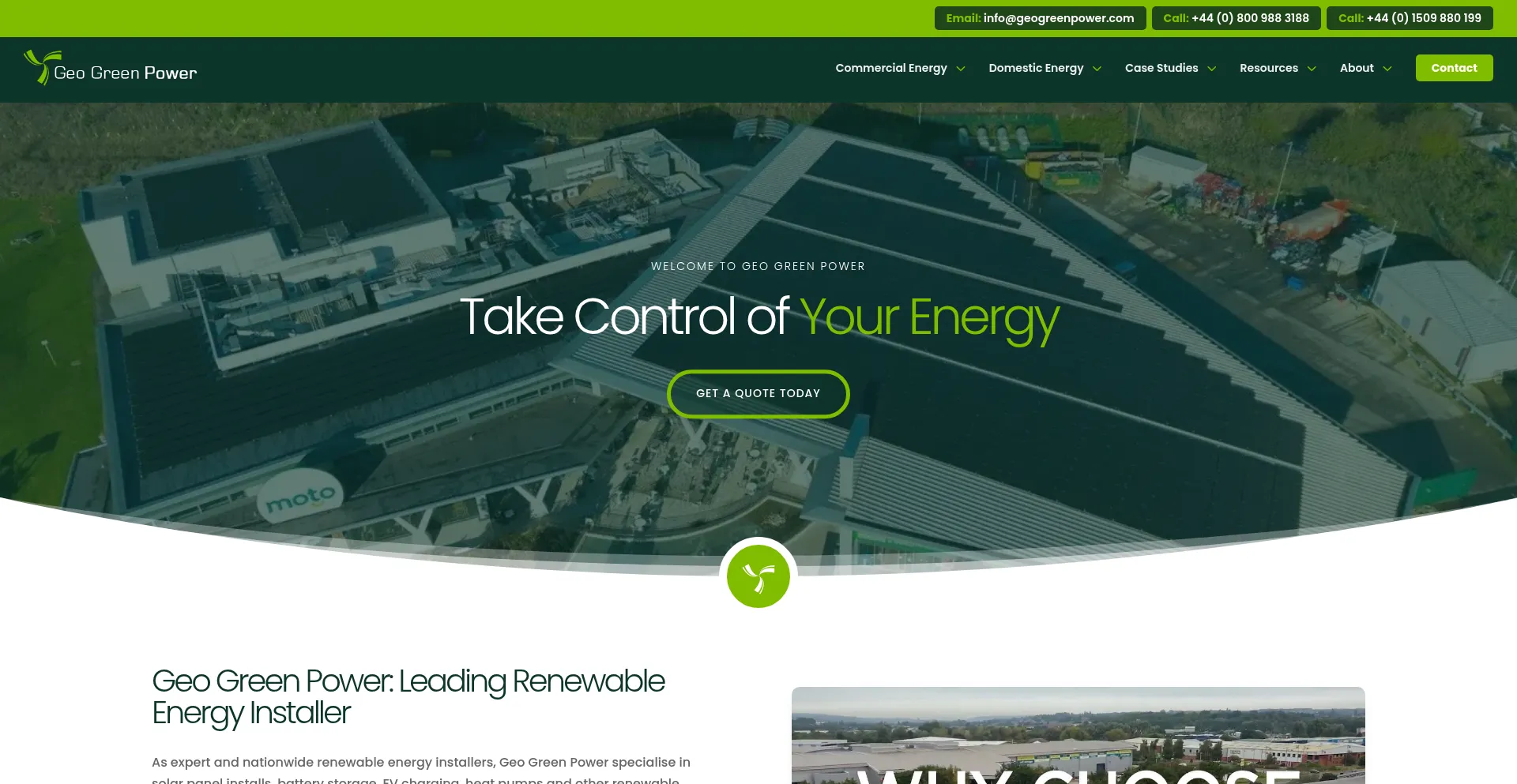 Website screenshot of Geogreenpower.com