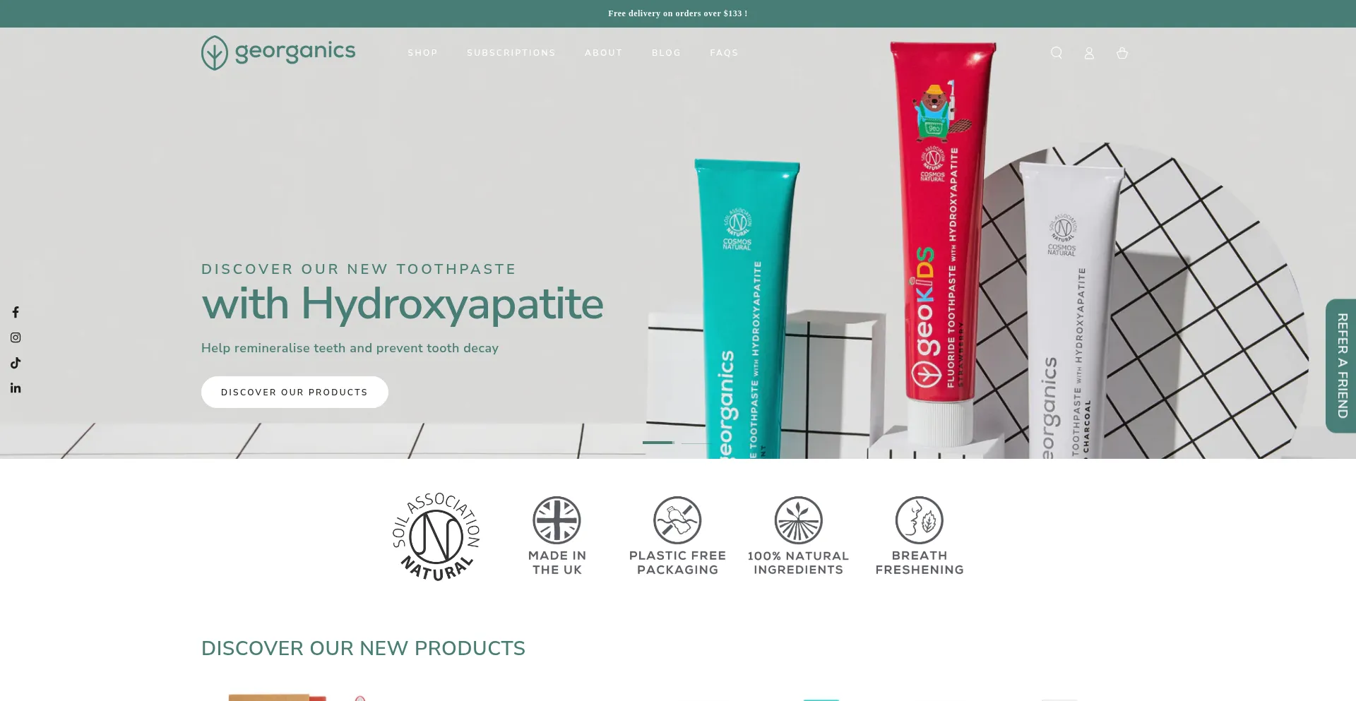 Website screenshot of Georganics.com