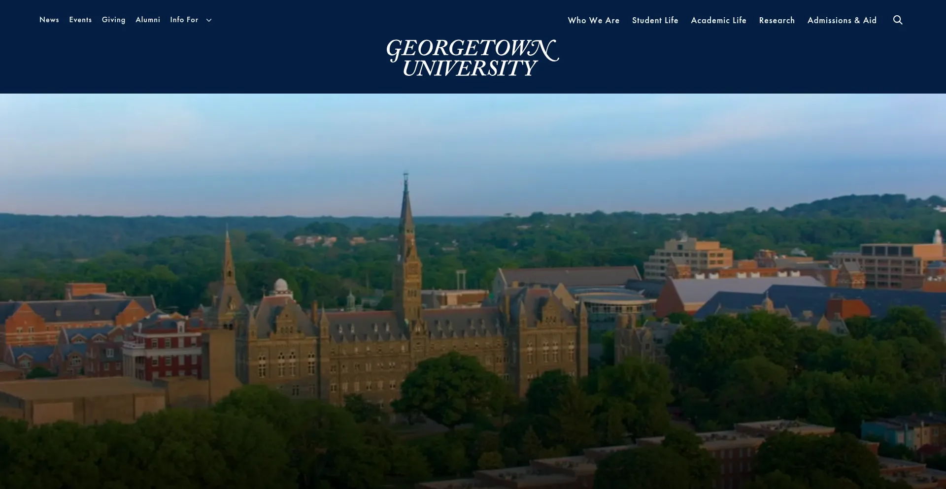 Website screenshot of Georgetown.edu