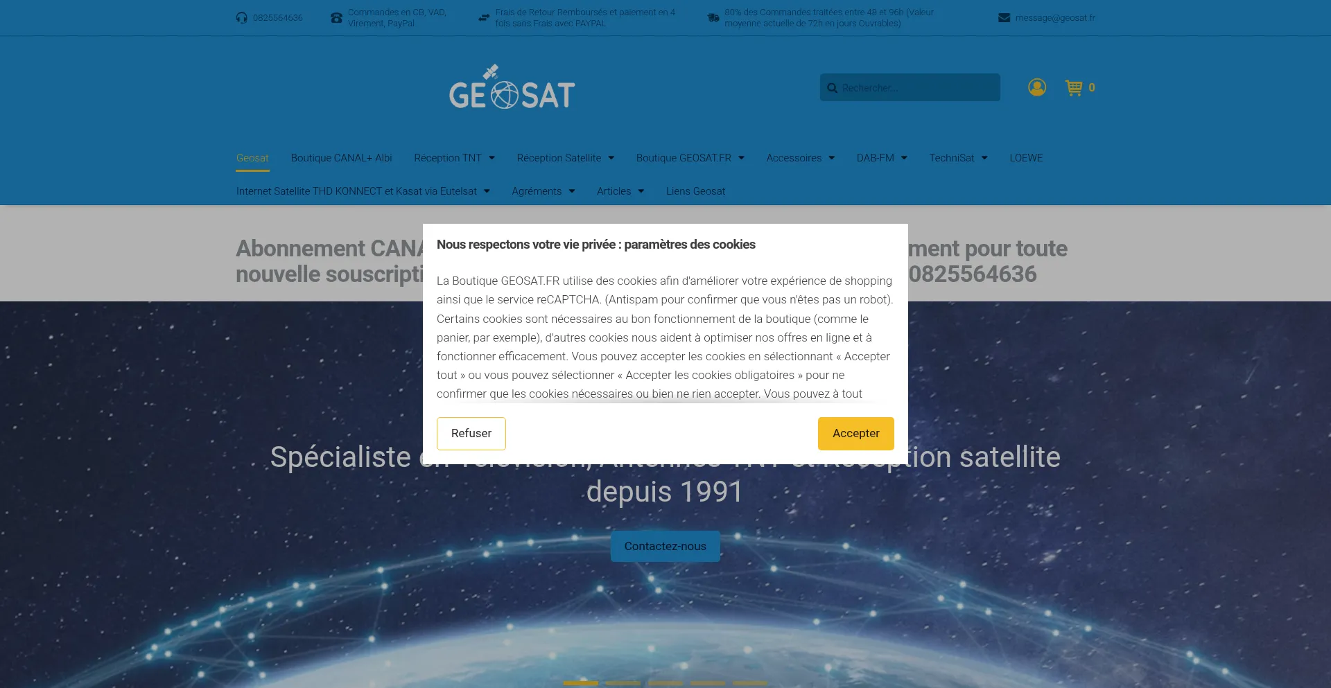 Website screenshot of Geosat.fr