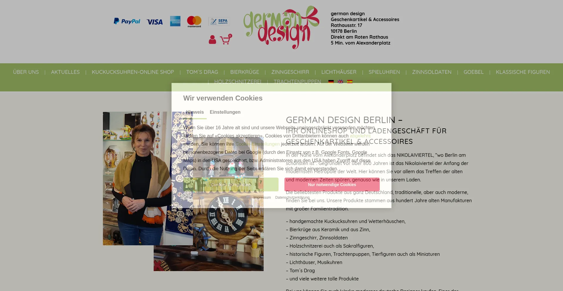 Website screenshot of German-design-shop.de