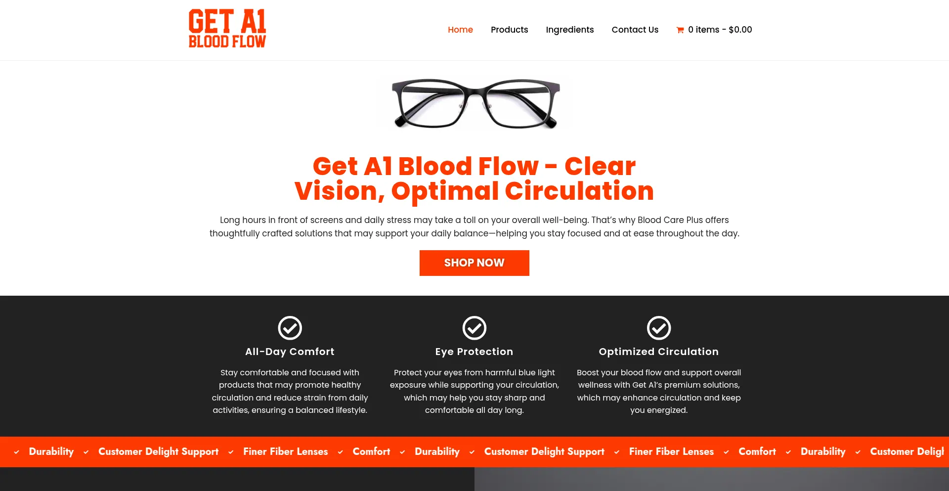 Website screenshot of Geta1bloodflow.com